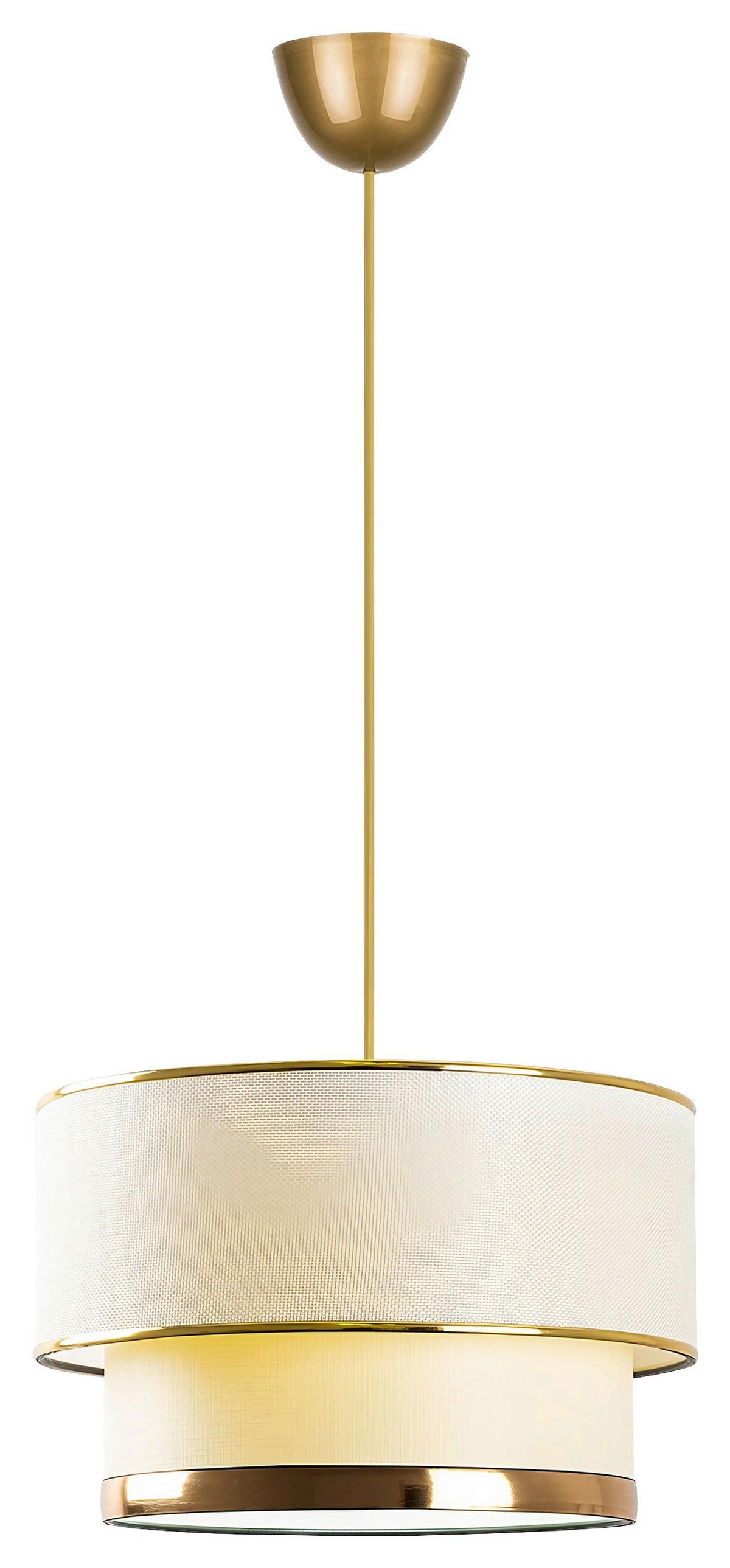 LAMPA WISZĄCA CAKE - CREAM, GOLD - kremowy/kolor złoty, Design, metal/tkanina (30/65cm) - P & B