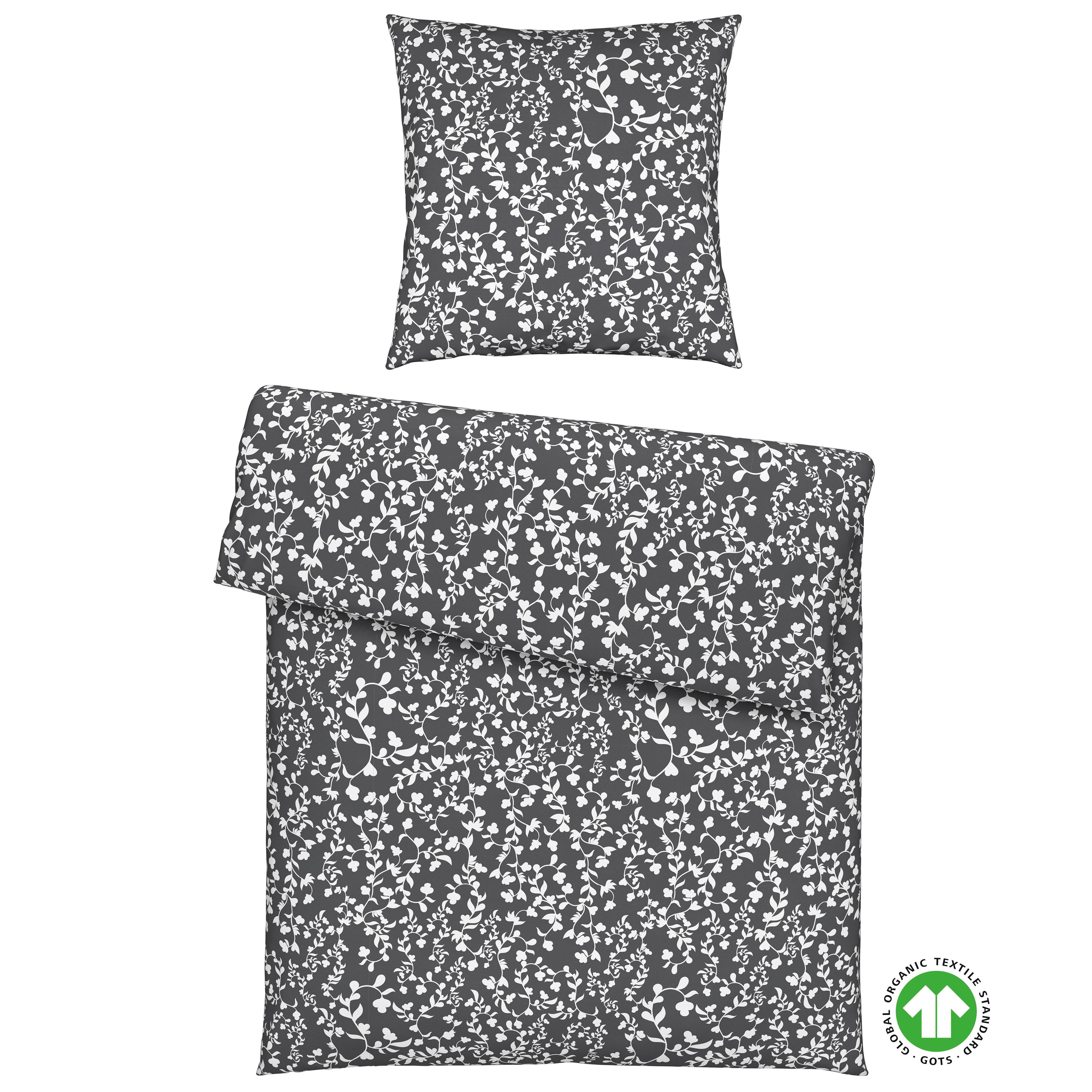 Bettwäsche Bio-Anna Graphit/Weiß ca. 135x200cm - Graphitfarben/Weiß, Natur, Textil (135/200cm) - ecoTree