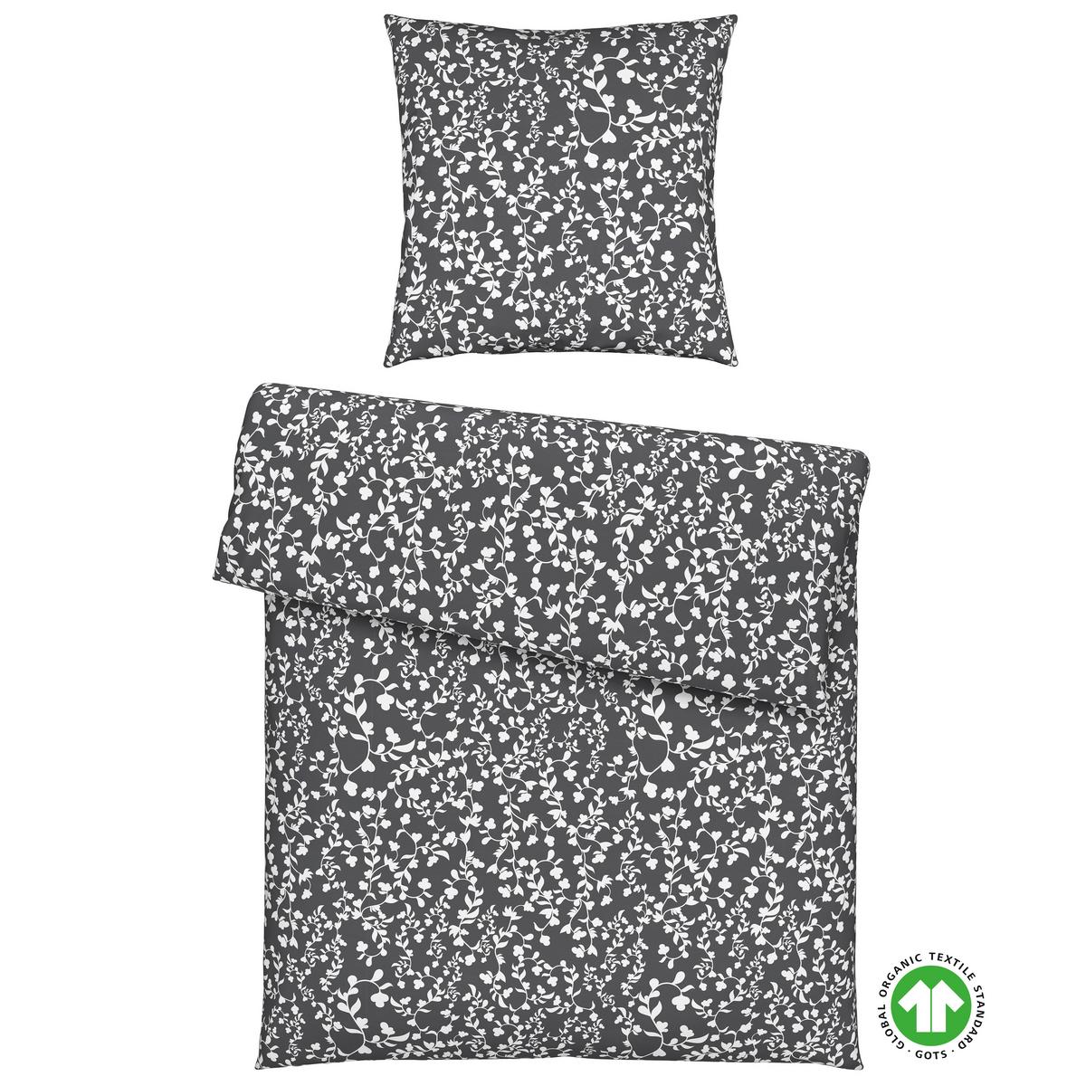 Bettwäsche Bio-Anna Graphit/Weiß ca. 135x200cm - Graphitfarben/Weiß, Natur, Textil (135/200cm) - ecoTree