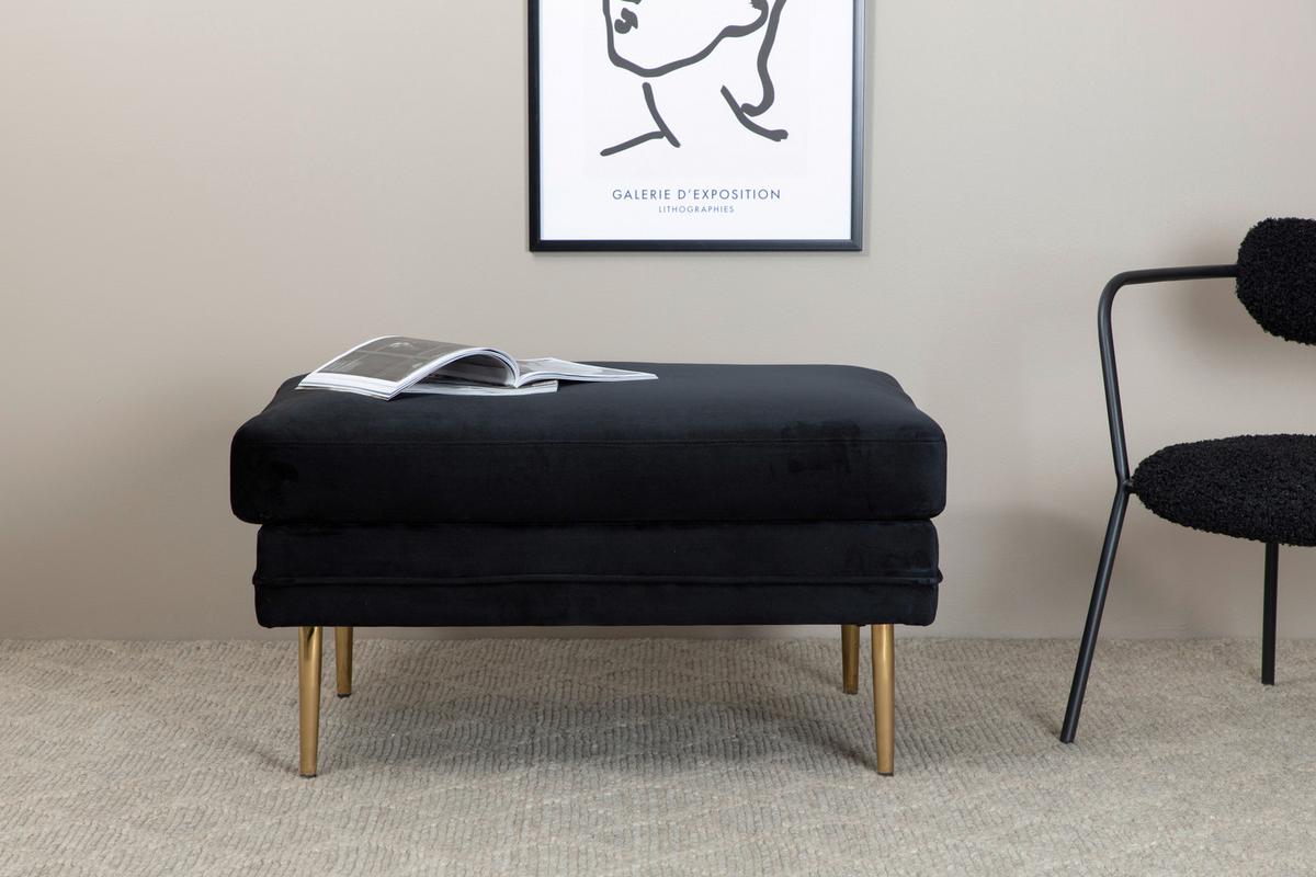 HOCKER BOOM - Goldfarben/Schwarz, Design, Textil/Metall (90/49/70cm) - Livetastic