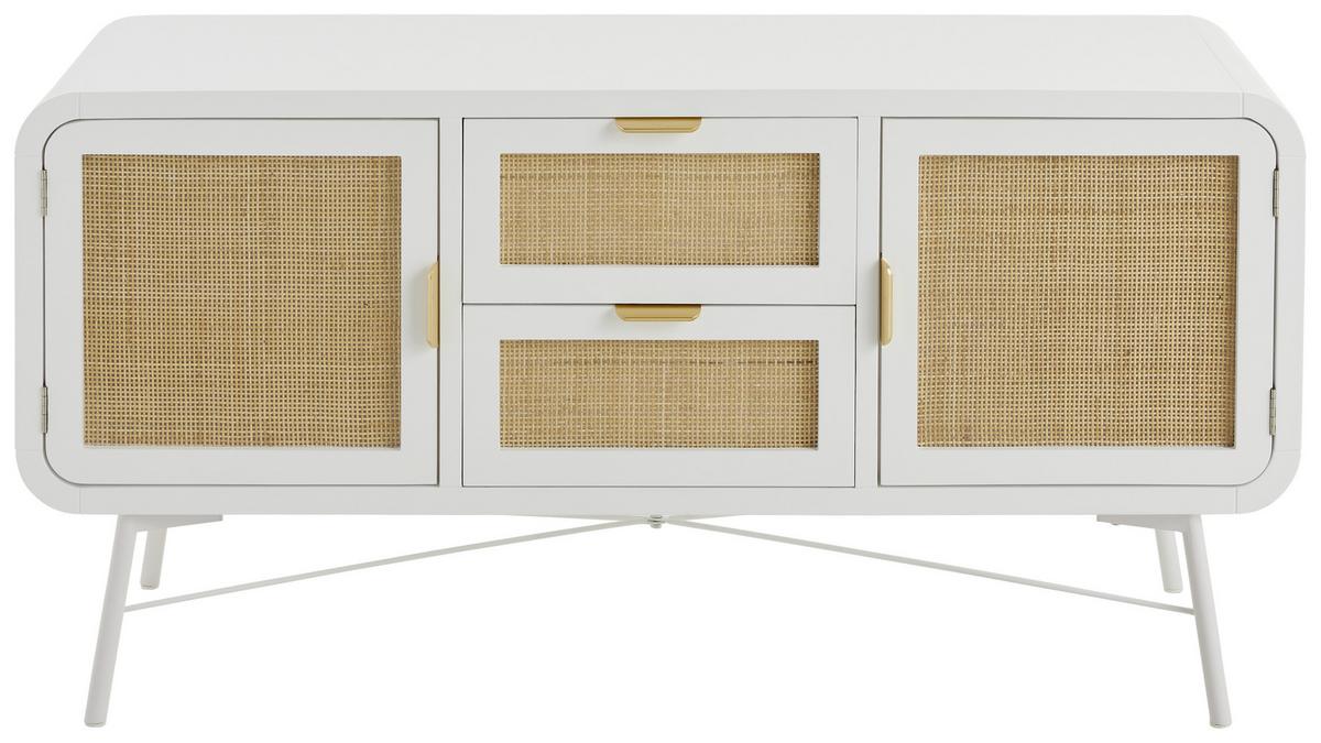 KOMODA NISKA LICHTENFELS - kolor naturalny/biały, Modern, materiał drewnopochodny/metal (120/60/37,5cm) - Livetastic