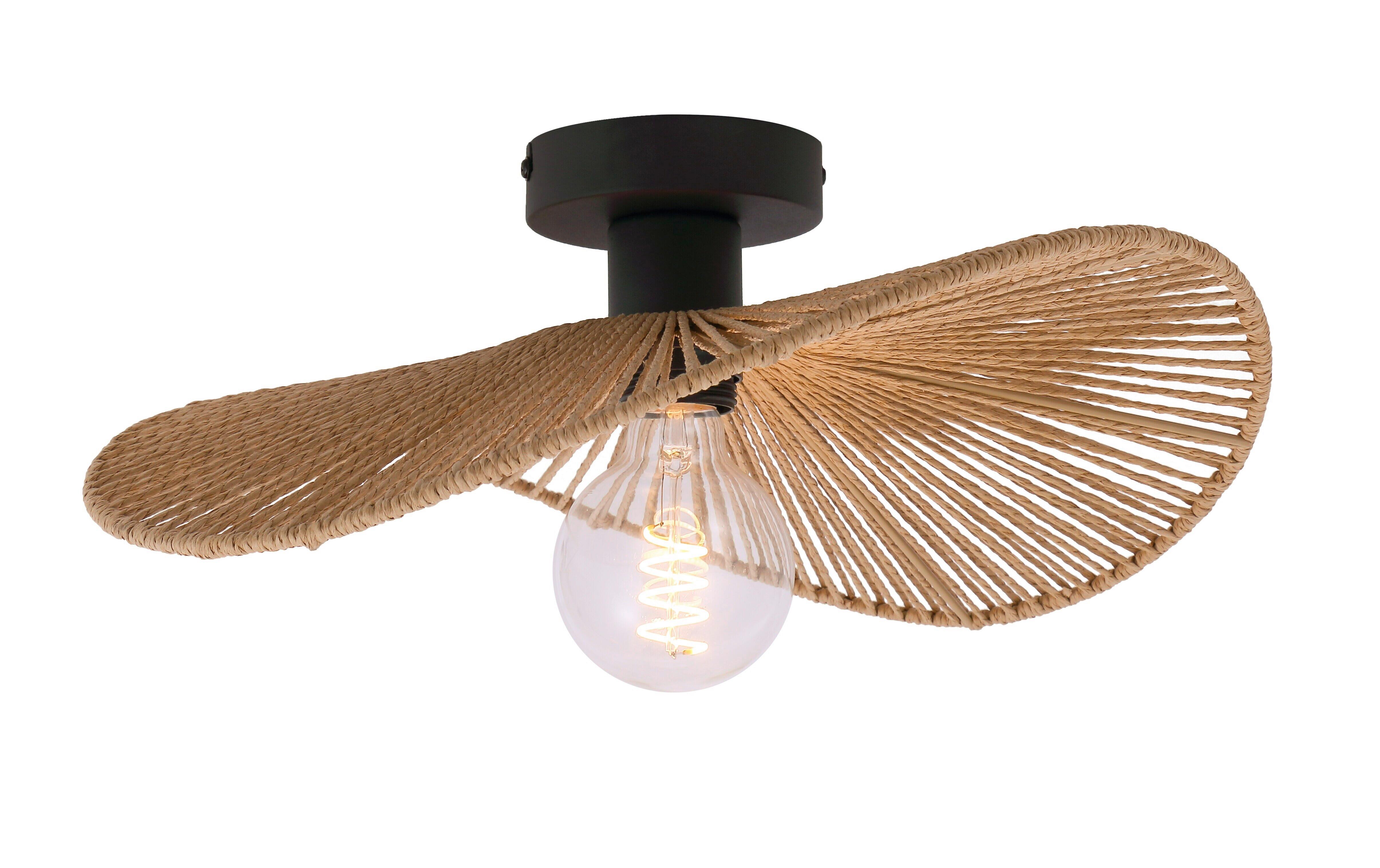 Deckenleuchte BLI in Schwarz/Natur max. 25 Watt - Schwarz, MODERN, Papier/Metall (38/15cm) - Mömax
