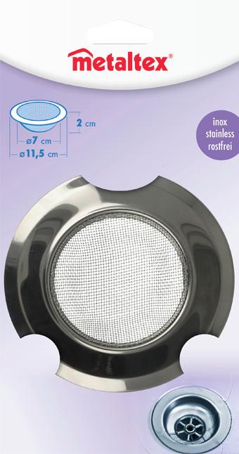 Lefolyószűrő Inox - fém (11,5/11,5/2cm) - Metaltex