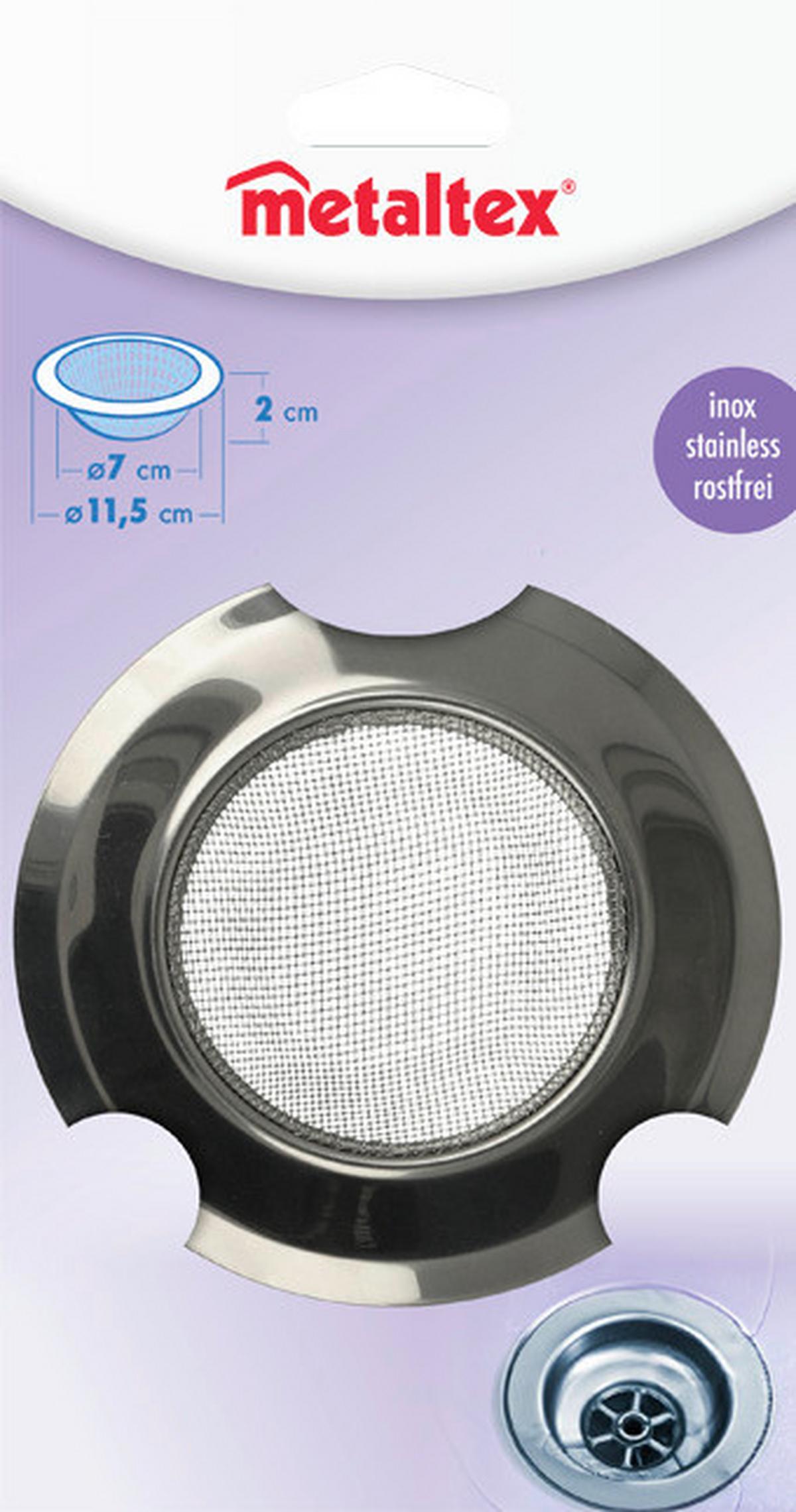 Lefolyószűrő Inox - fém (11,5/11,5/2cm) - Metaltex
