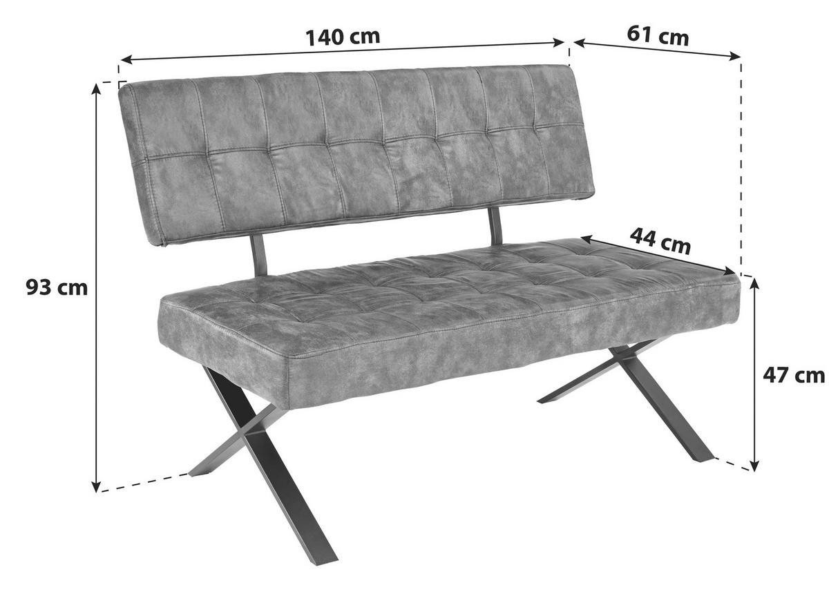 Klop Donna, Vintage Rjava, 140 Cm - rjava/antracit, Moderno, kovina/tekstil (140/93/61cm)