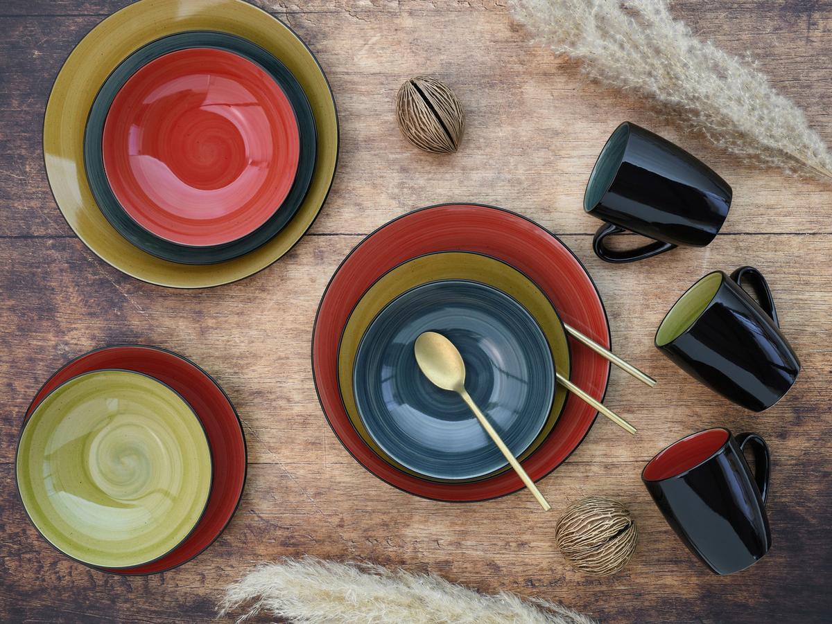 Kombiservice Samoa aus Steinzeug, 16-teilig - Multicolor, MODERN, Keramik (32,5/31/31cm) - Creatable