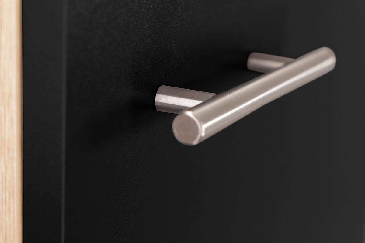 Spodnja Omarica Za Korito Merle, Barva Hrasta, Črna - srebrne barve/črna, Basics, kovina/leseni material (50/84,8/60cm) - Respekta