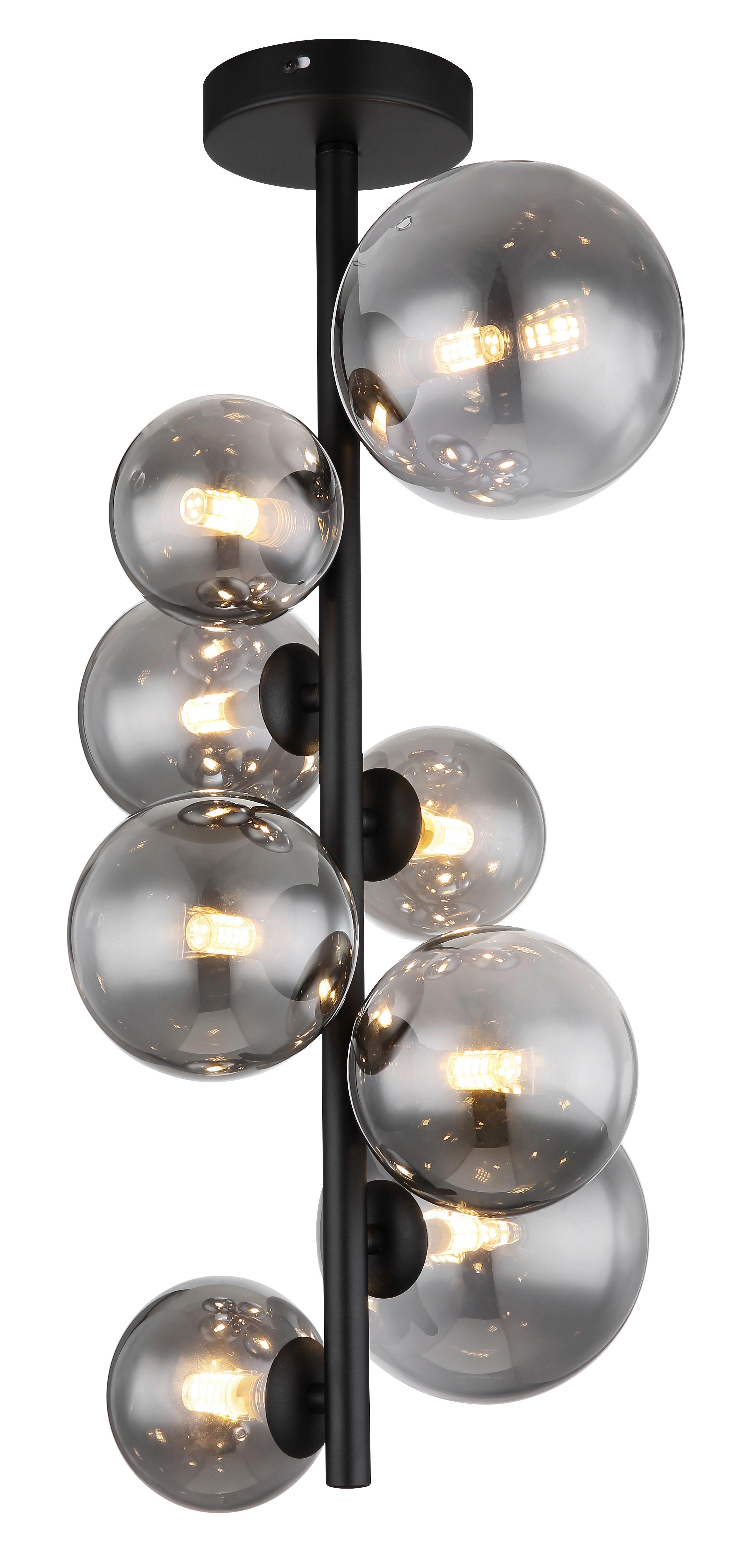 Stropna Led-svetilka Riha, S Sijalko - črna, Design, kovina/steklo (28/60cm) - Globo