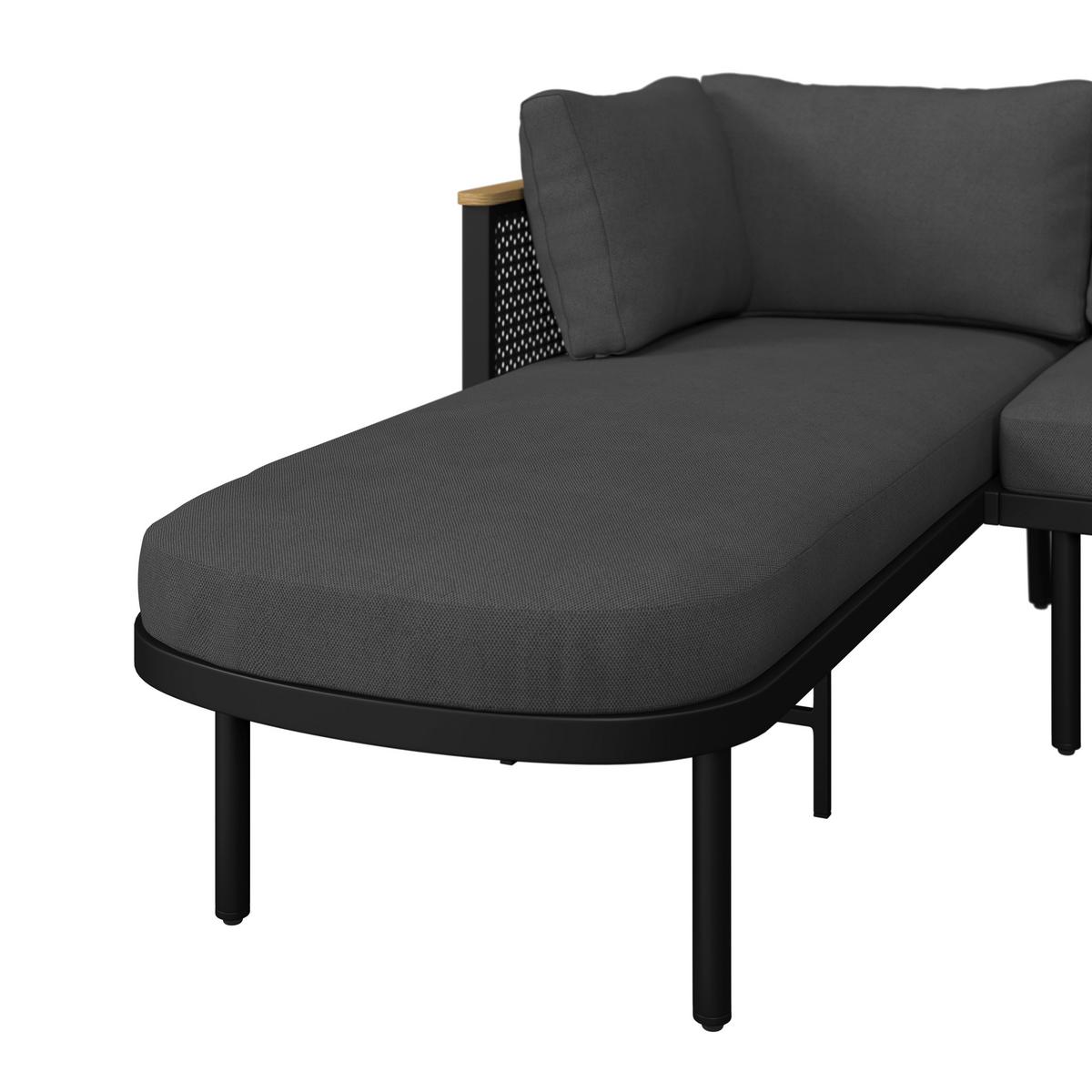 Garnitură grădină Lissa - gri închis/culoare lemn păr, Modern, plastic/metal - Bessagi Garden