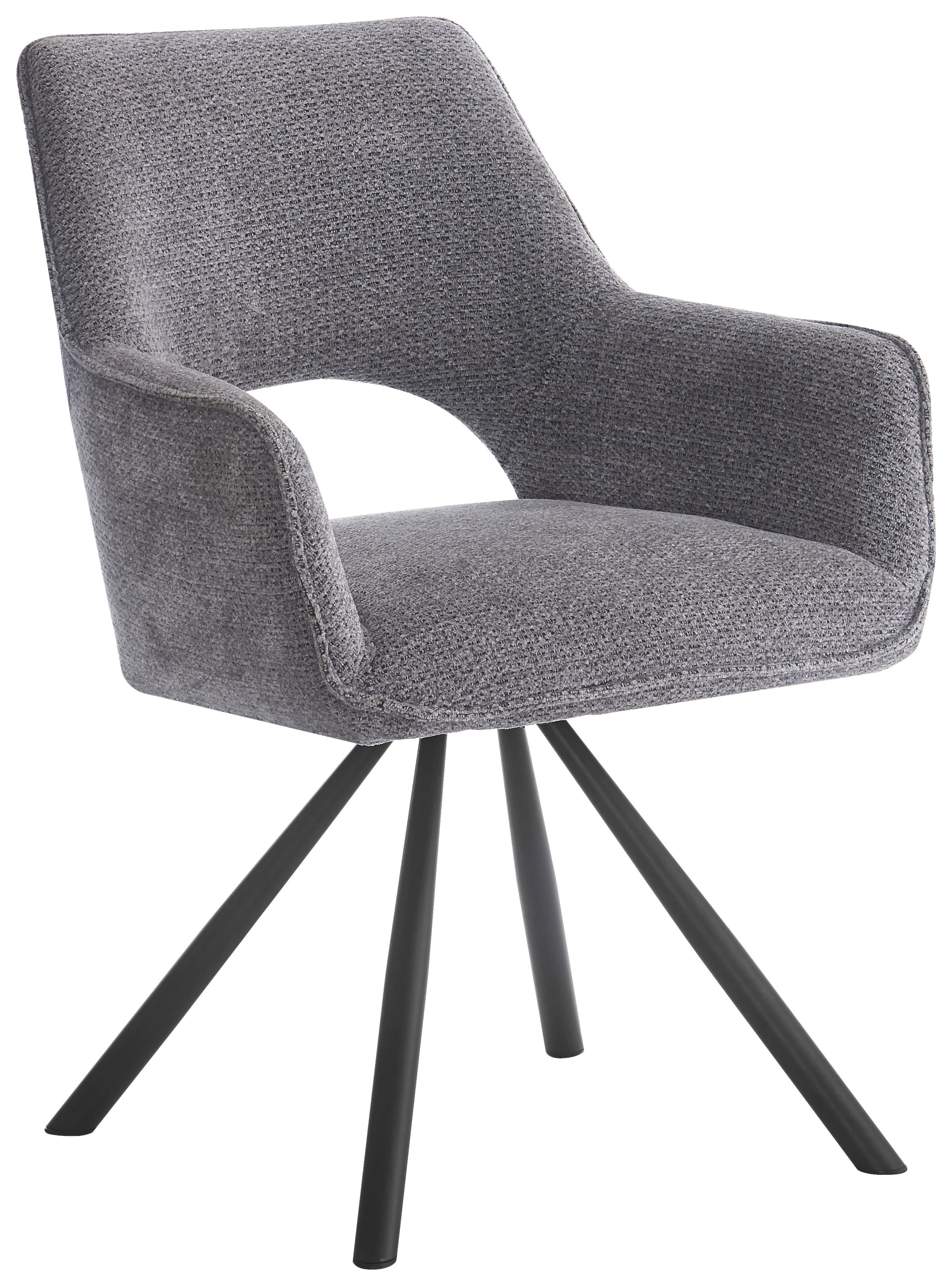 Stolica S Rukonaslonima Frauke Giga-S - tamno siva/crna, Moderno, metal/tekstil (60/85/63cm)