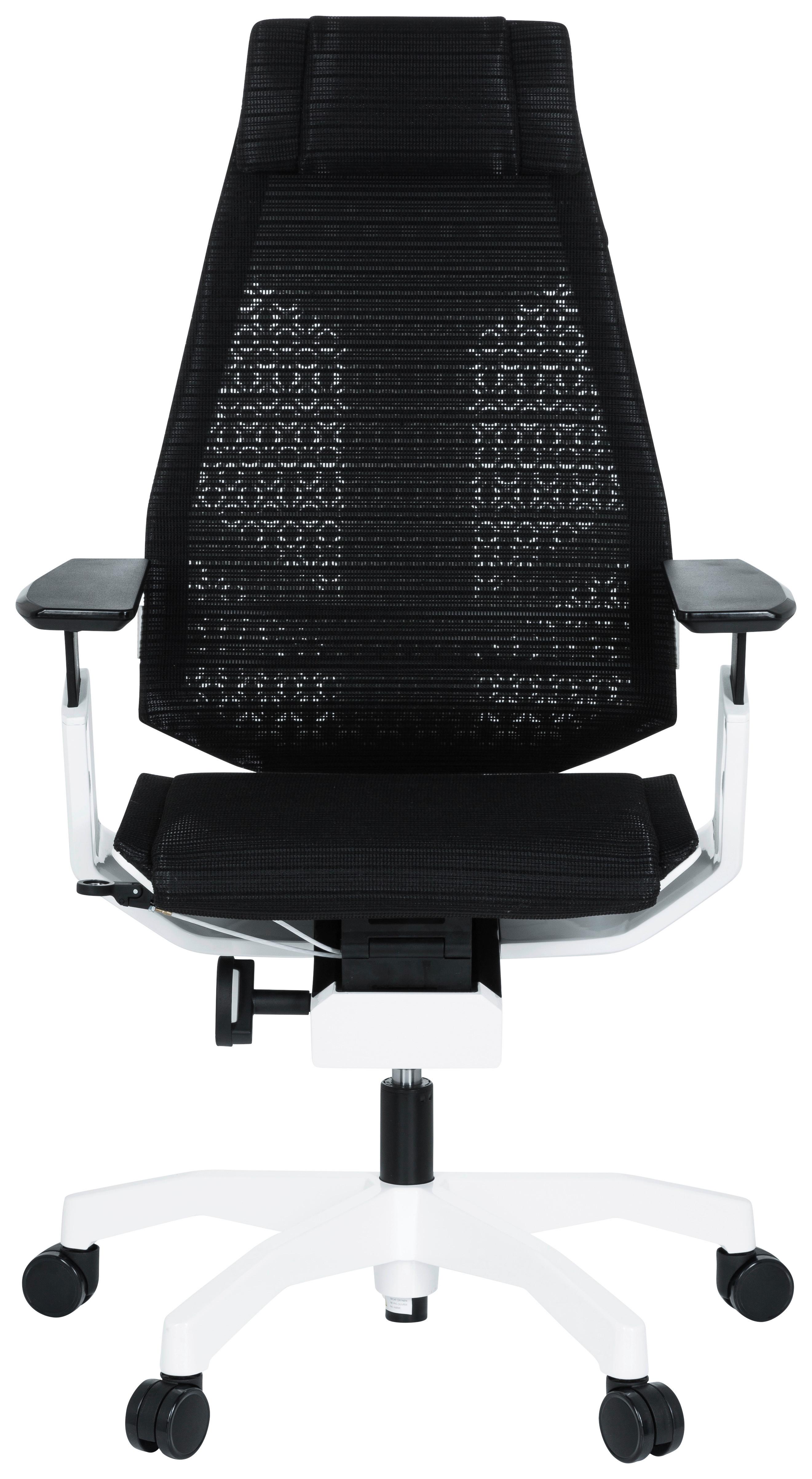 Pisarniški Stol Genidia Pro, Črna - črna/bela, Moderno, umetna masa/tekstil (57/114/46cm) - MID.YOU