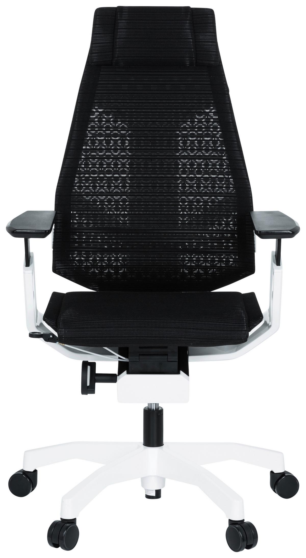 Pisarniški Stol Genidia Pro, Črna - črna/bela, Moderno, umetna masa/tekstil (57/114/46cm) - MID.YOU