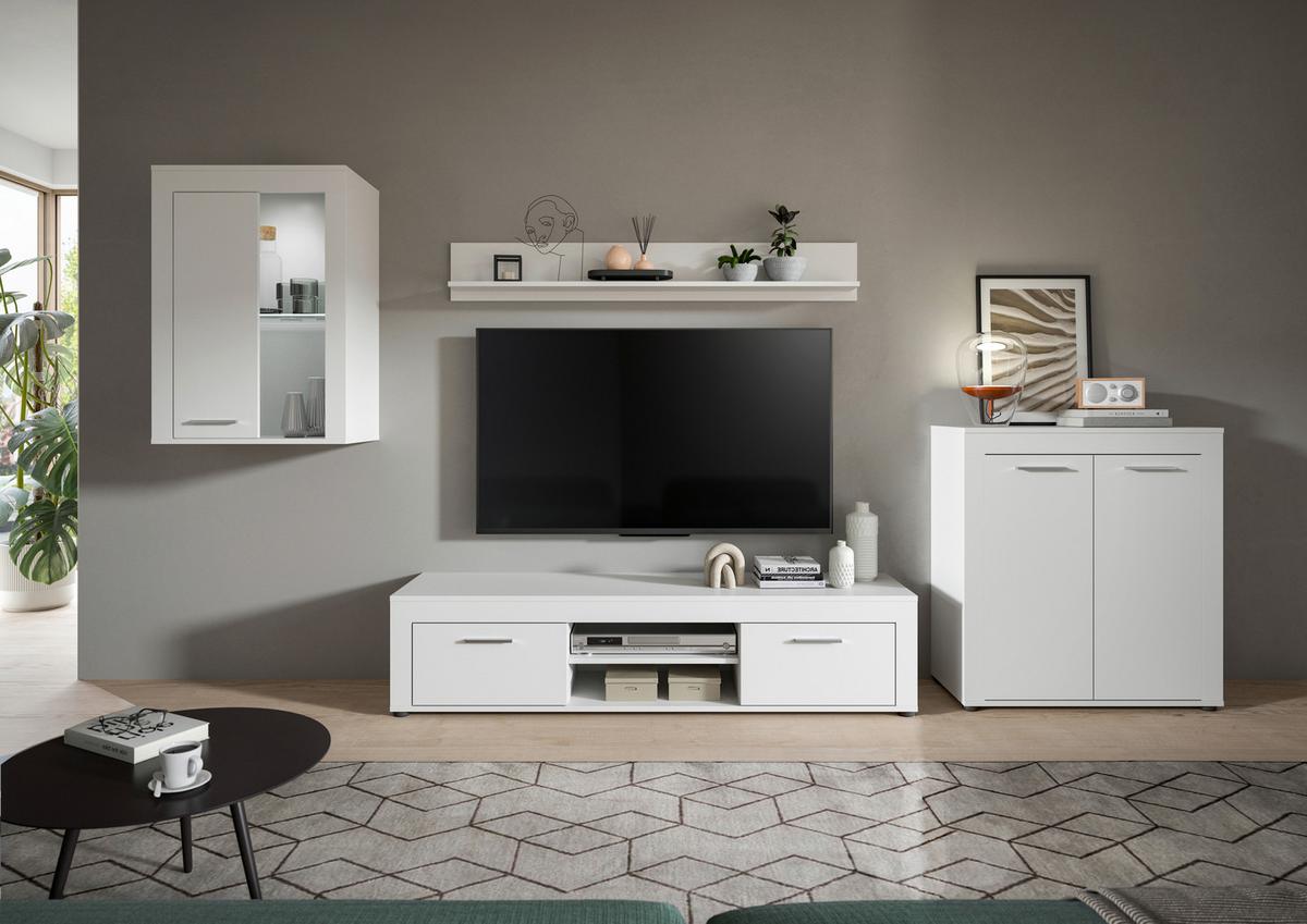 ANSAMBLU MOBILIER CAMERA DE Z JAM - alb, Design, sticlă/material pe bază de lemn (330/169/35cm) - Modern Living