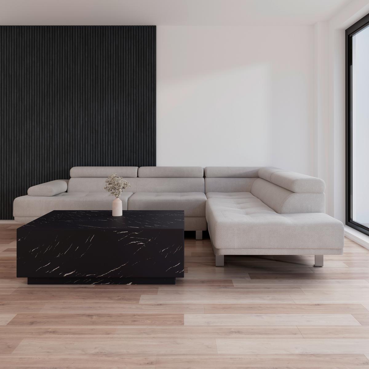 Sarokgarnitúra Emely - krém, Modern, textil/fa (267/70/195cm) - Bessagi Home