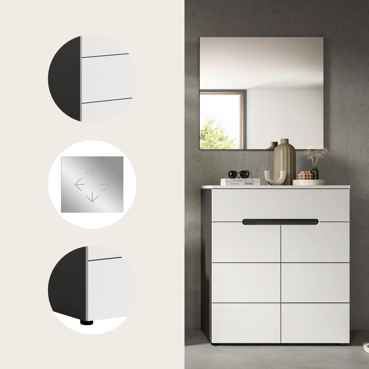 Predsoba Canu, Bela, Siva, 2-Delna - siva/bela, Design, leseni material (80/190/37cm) - Livetastic