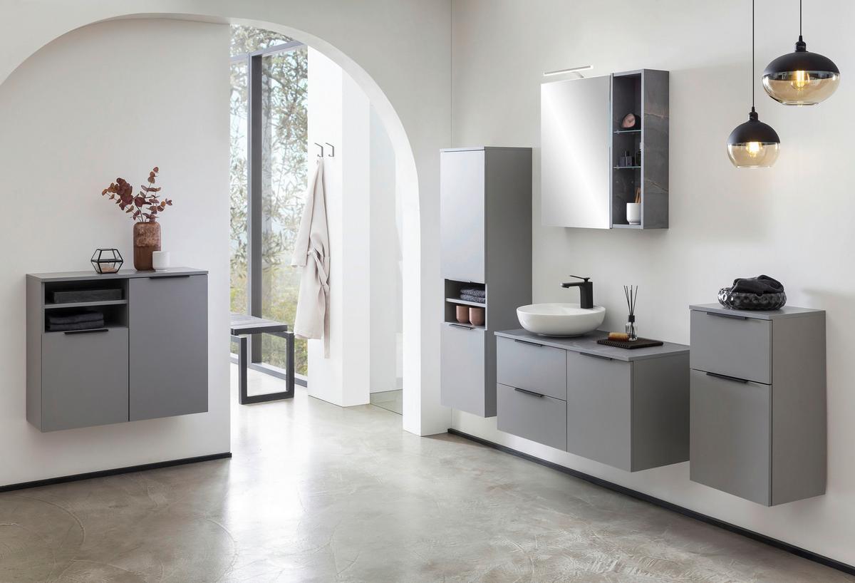 Hängeschrank Alessio Grau - Platinfarben/Schwarz, MODERN, Holzwerkstoff/Metall (80,4/70/32cm) - MID.YOU