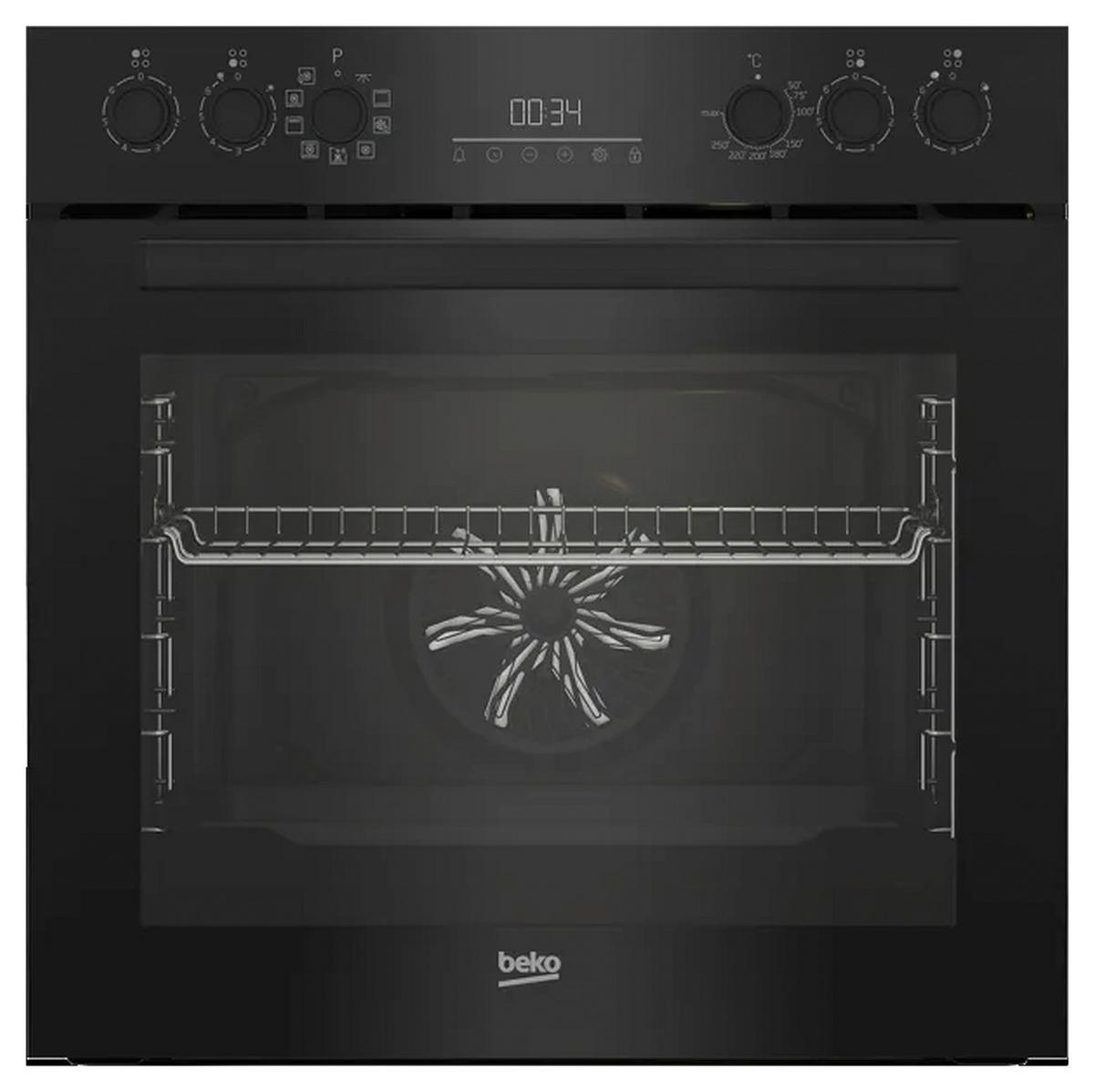 Herdset BBum 17320B Schwarz/Edelstahlfarben - Edelstahlfarben/Schwarz, MODERN, Glas/Metall (59,4/59,5/56,7cm) - Beko