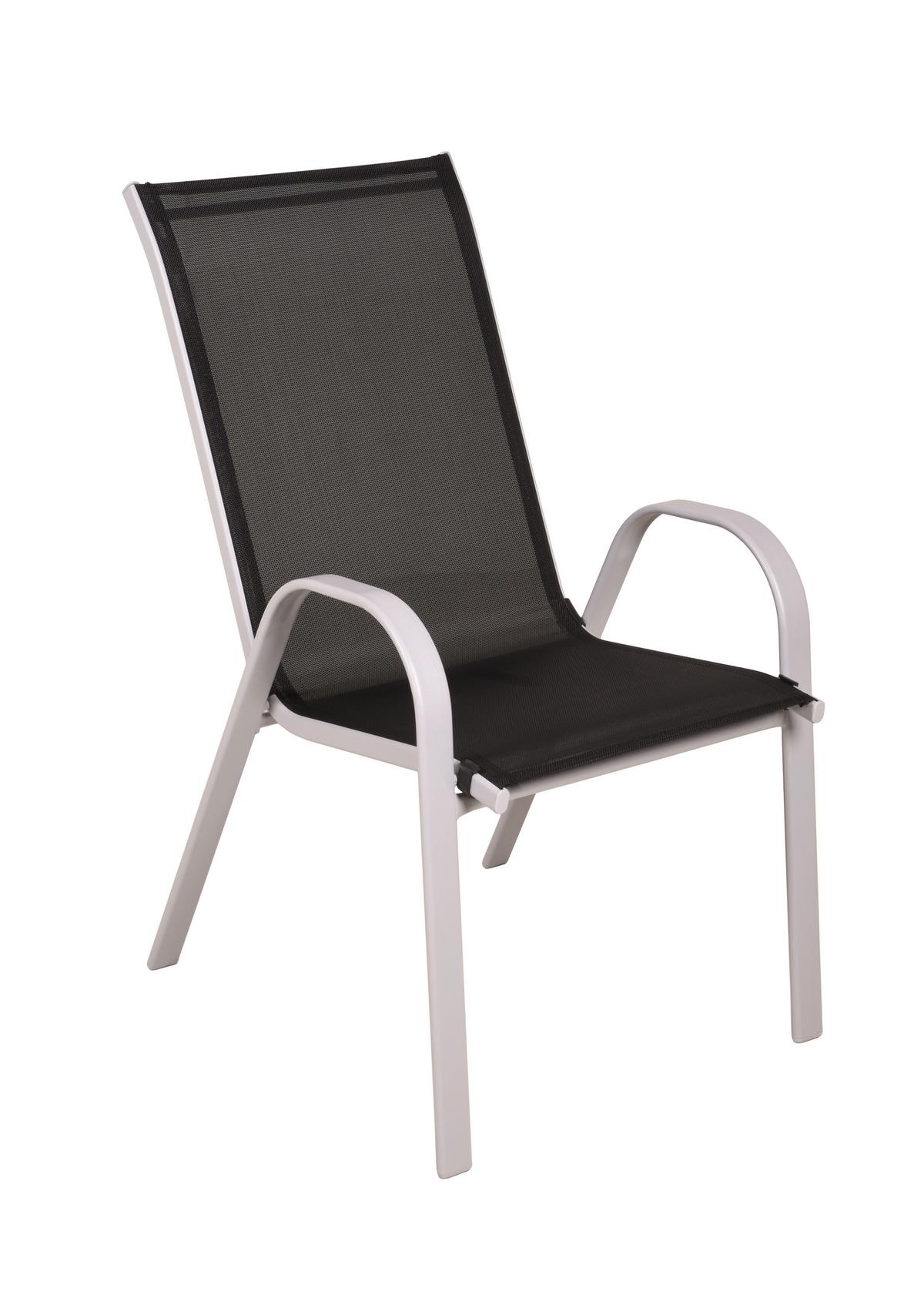 GARTENSTUHL-SET STAPELSTUHL RIONA GRAU,2ER SET - Schwarz/Grau, MODERN, Kunststoff/Metall (55/94/73cm) - Gardenson