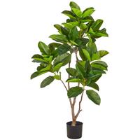 Kunstpflanze Ficus Altissima Grün/Braun/Schwarz - Schwarz/Braun, Basics, Kunststoff (130cm)