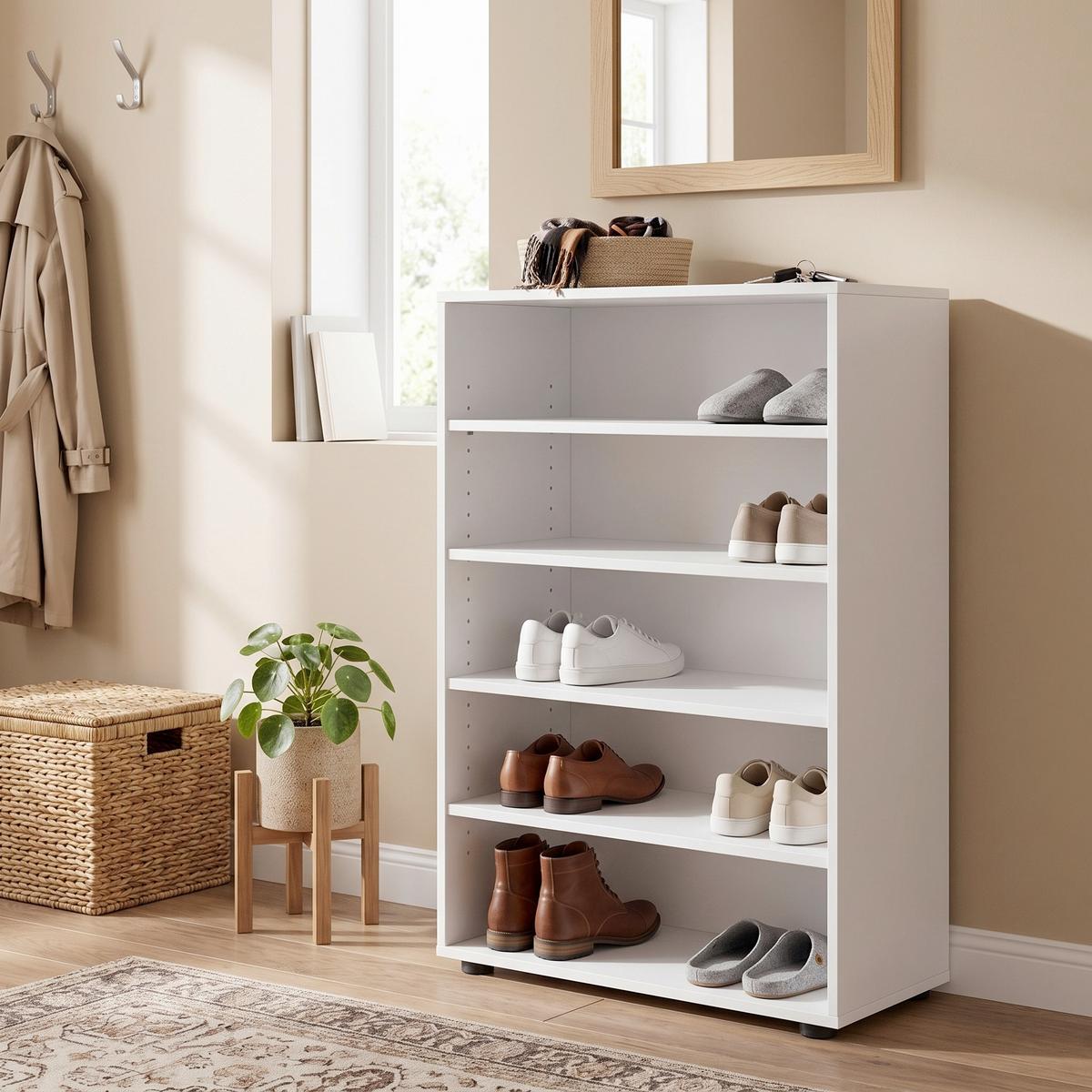 Schuhregal Lona ca.70x110x37cm Weiß - Schwarz/Weiß, KONVENTIONELL, Holzwerkstoff/Kunststoff (70/110/37cm) - MID.YOU