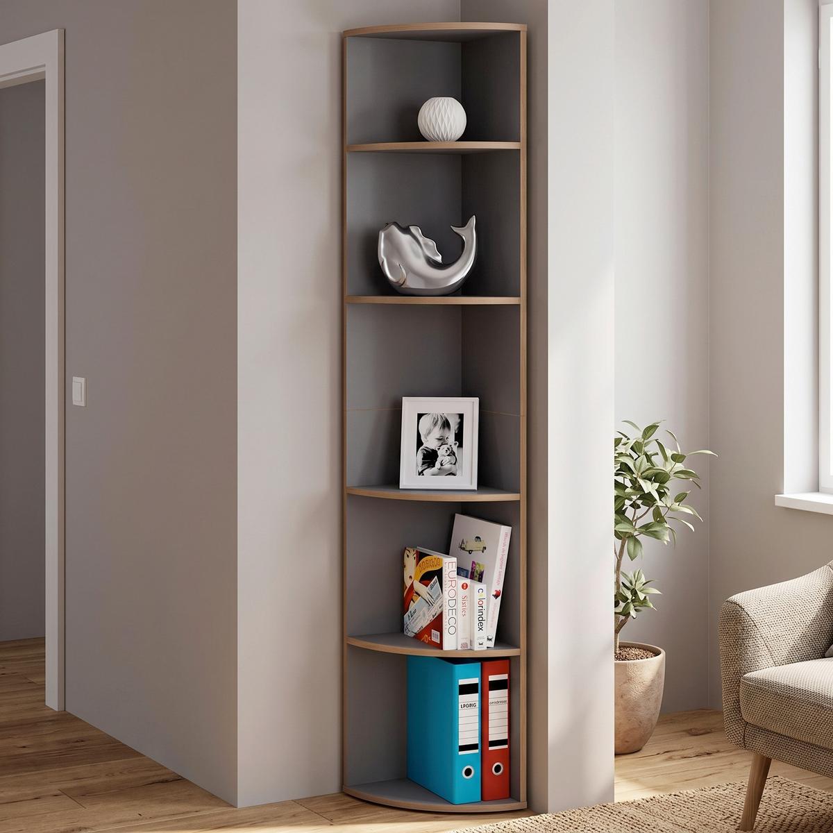 Eckregal Salia Anthrazit/Honigeiche - Honigeiche/Anthrazit, Design, Holzwerkstoff/Kunststoff (33/183/33cm) - Livetastic