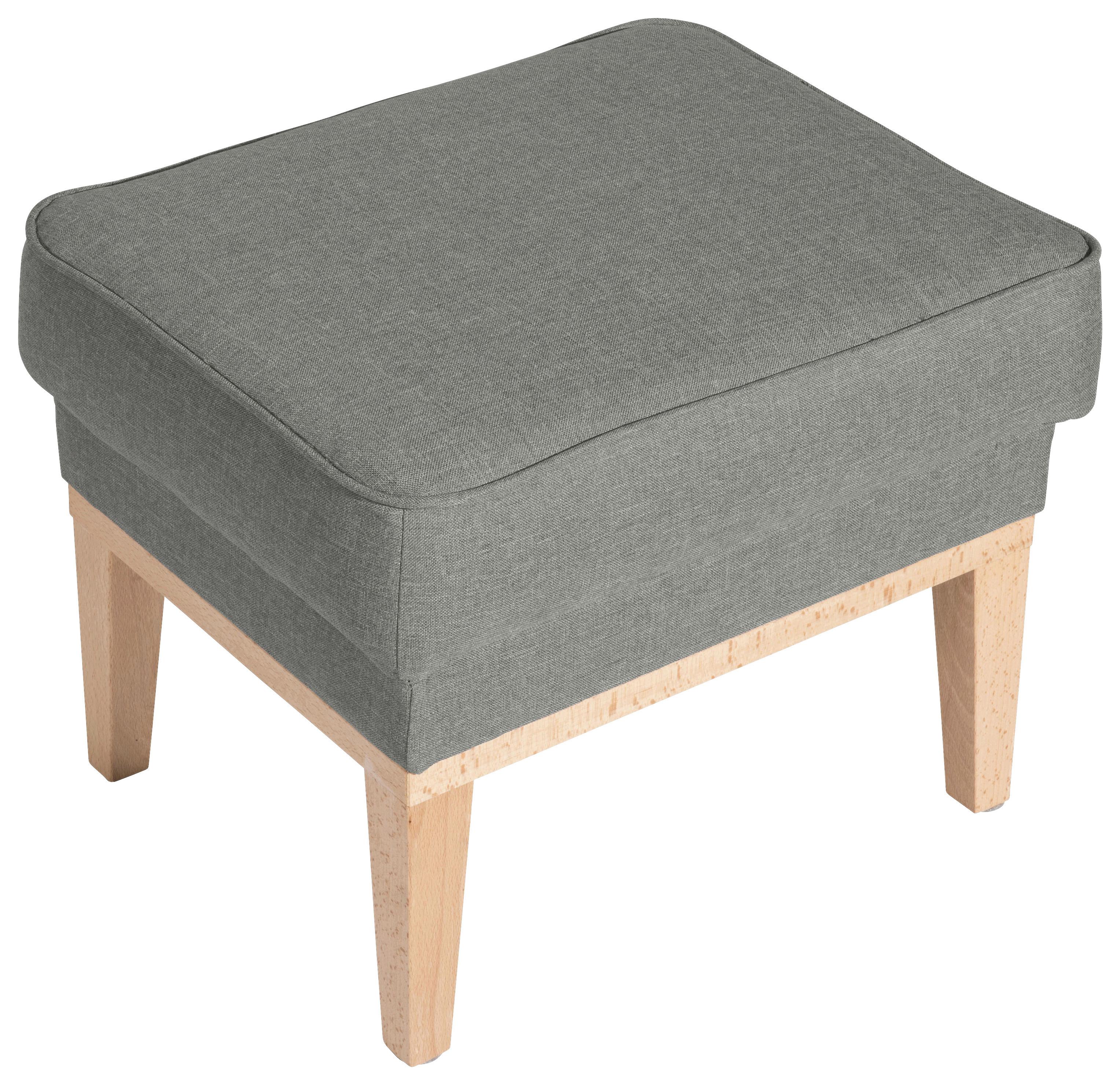 HOCKER ANGELO - Hellgrau/Naturfarben, KONVENTIONELL, Holz/Textil (50/41/41cm) - Max Winzer
