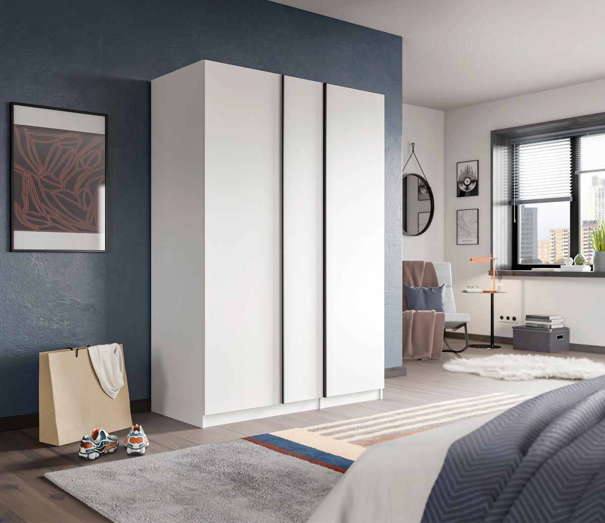 Omara S Klasičnimi Vrati Oakland, Bela - črna/bela, Moderno, leseni material (130/183/53cm) - MID.YOU