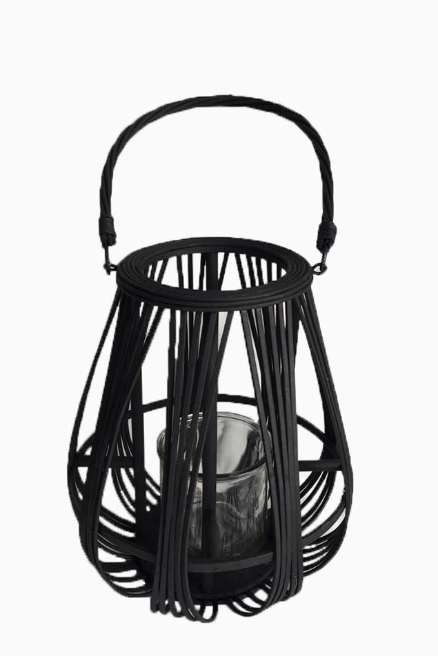 LATARNIA 34441101-NEW INDUSTRY - czarny, Trend, drewno (28/33/28cm)