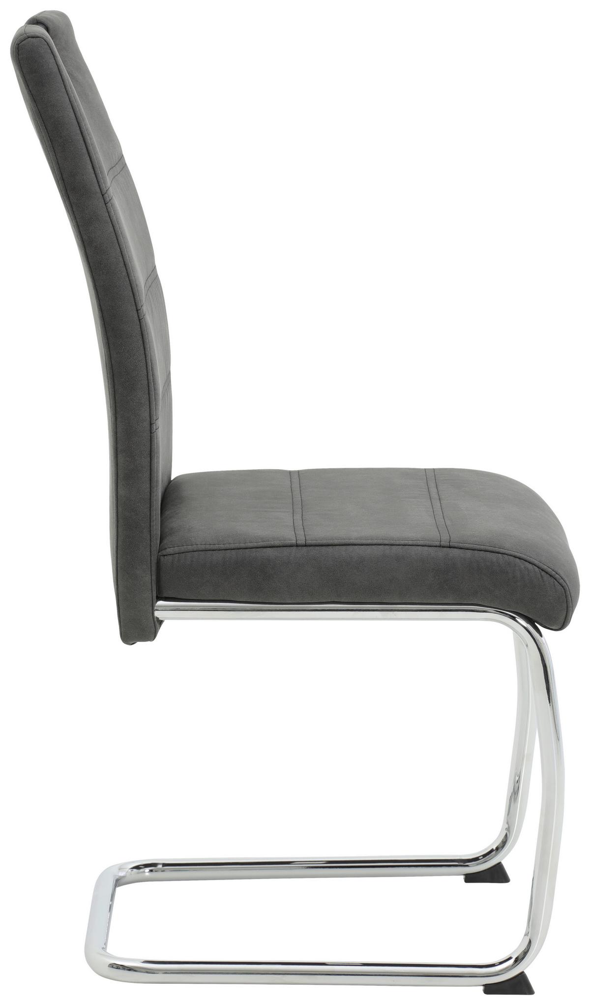 KRZESŁO NA PŁOZIE FLORA II S - antracytowy/kolor chromowy, Konventionell, metal/tkanina (43/98/59cm) - Carryhome