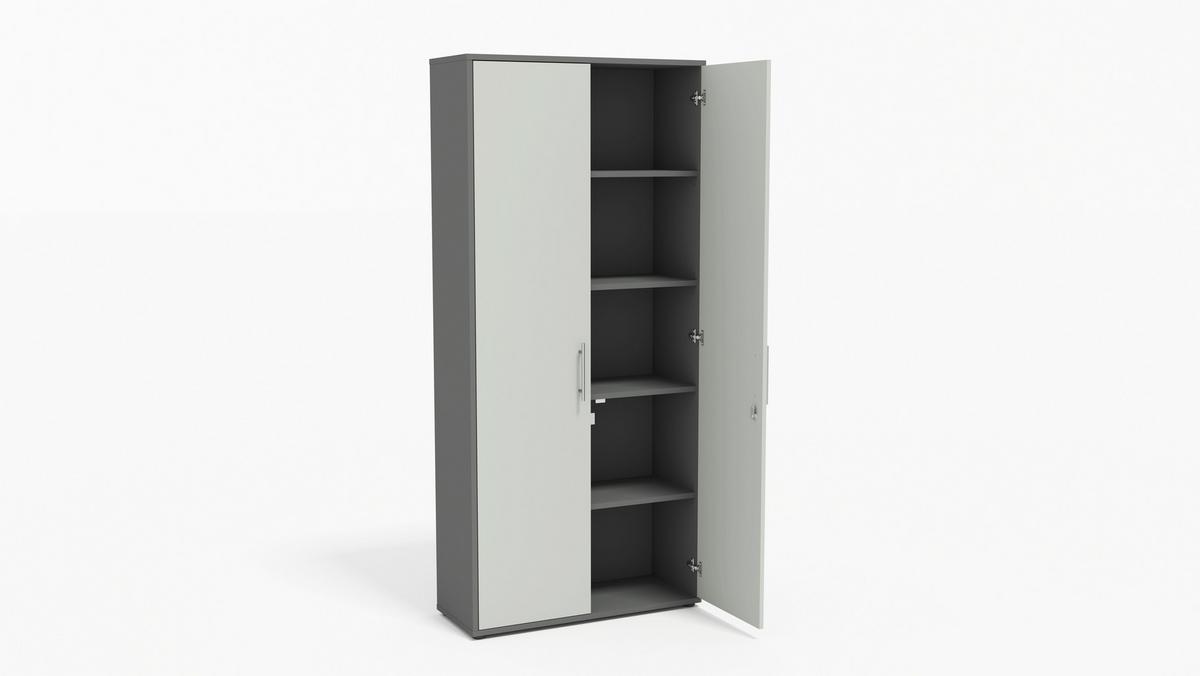 AKTENSCHRANK OFFICE EDITION - SW SET 4 - Anthrazit/Hellgrau, MODERN, Holzwerkstoff (128,5/185,6/33cm) - MID.YOU