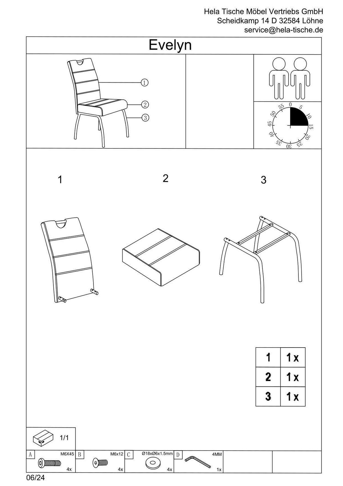 STUHL-SET EVELYN I S 2ER-SET - Anthrazit/Grau, MODERN, Textil/Metall (50/97/62cm) - MID.YOU