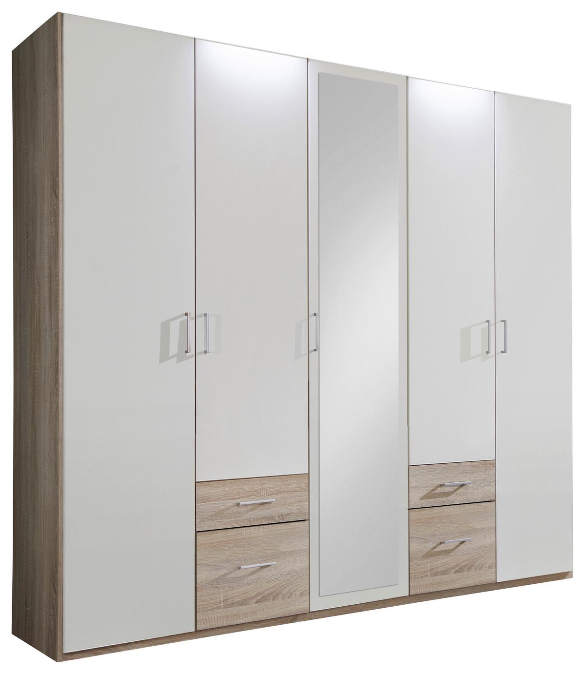 Ormar S Klasičnm Vratima Freiburg - bijela/srebrne boje, Design, staklo/drvni materijal (225/210/58cm) - Modern Living