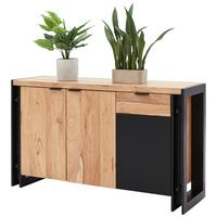 Sideboard in Naturfarben Massiv - Schwarz/Naturfarben, Lifestyle, Holz/Holzwerkstoff (135/80/45cm) - Zandiara