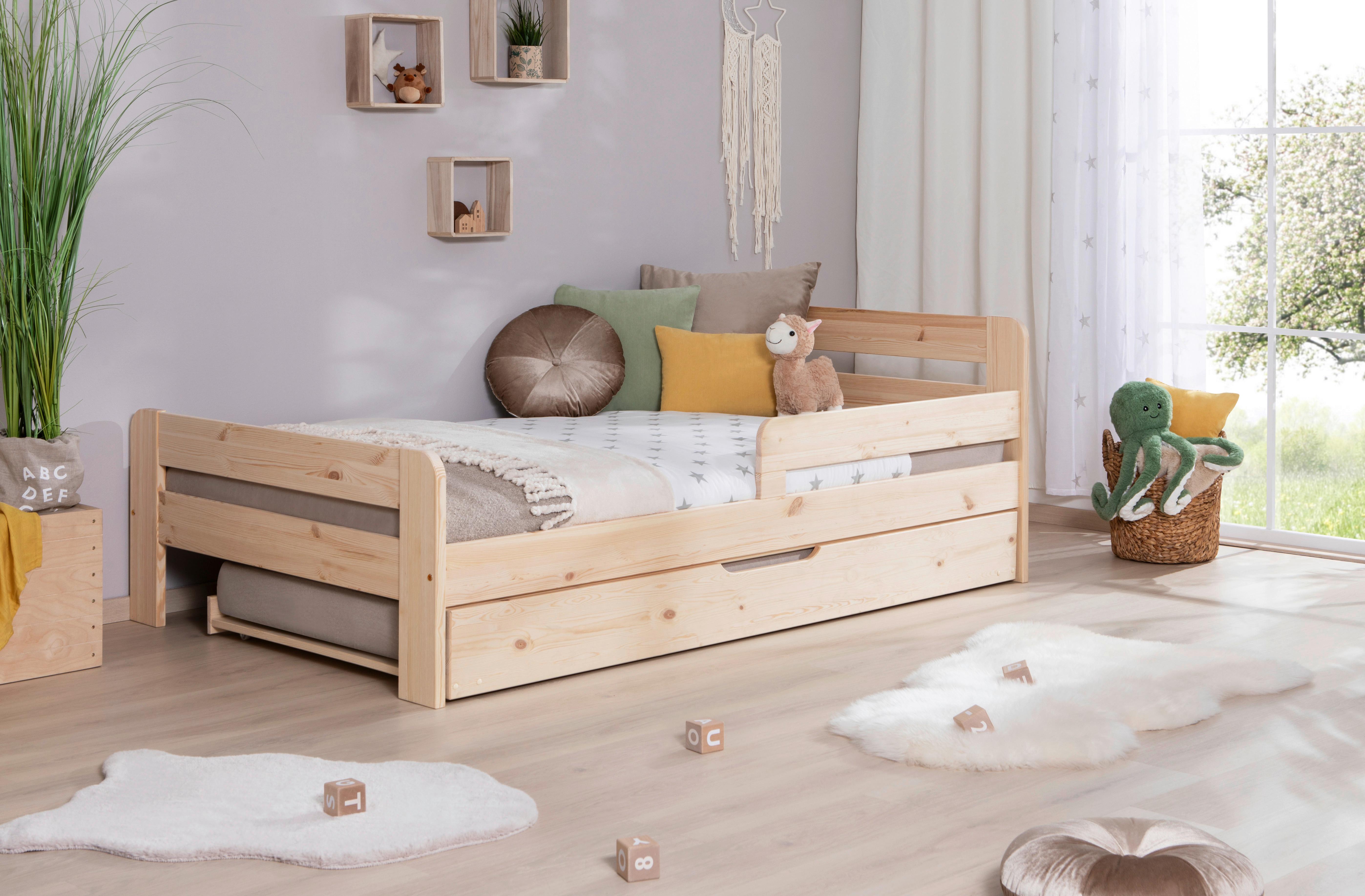 Bett Bennet mit Ausziehbett ca. 120x200 cm Kiefer Natur - Naturfarben, MODERN, Holz/Textil (120/200cm) - MID.YOU