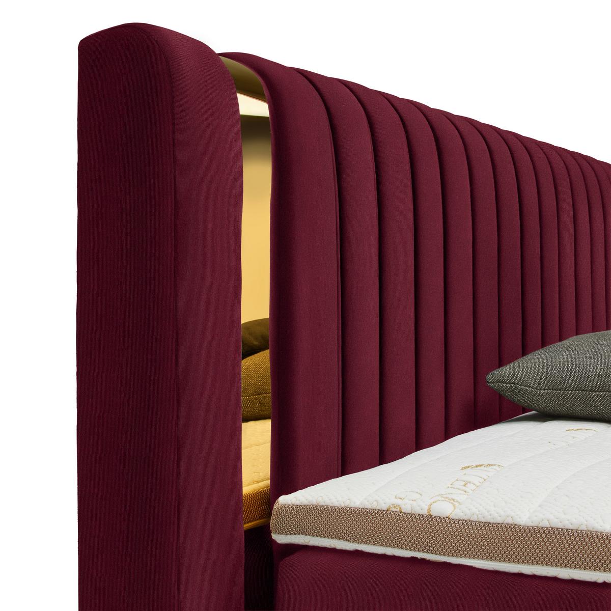PAT BOXSPRING MINOLA GOLD EXKLUZIV - roșu burgund, Konventionell, textil (160/200cm) - Premium Living