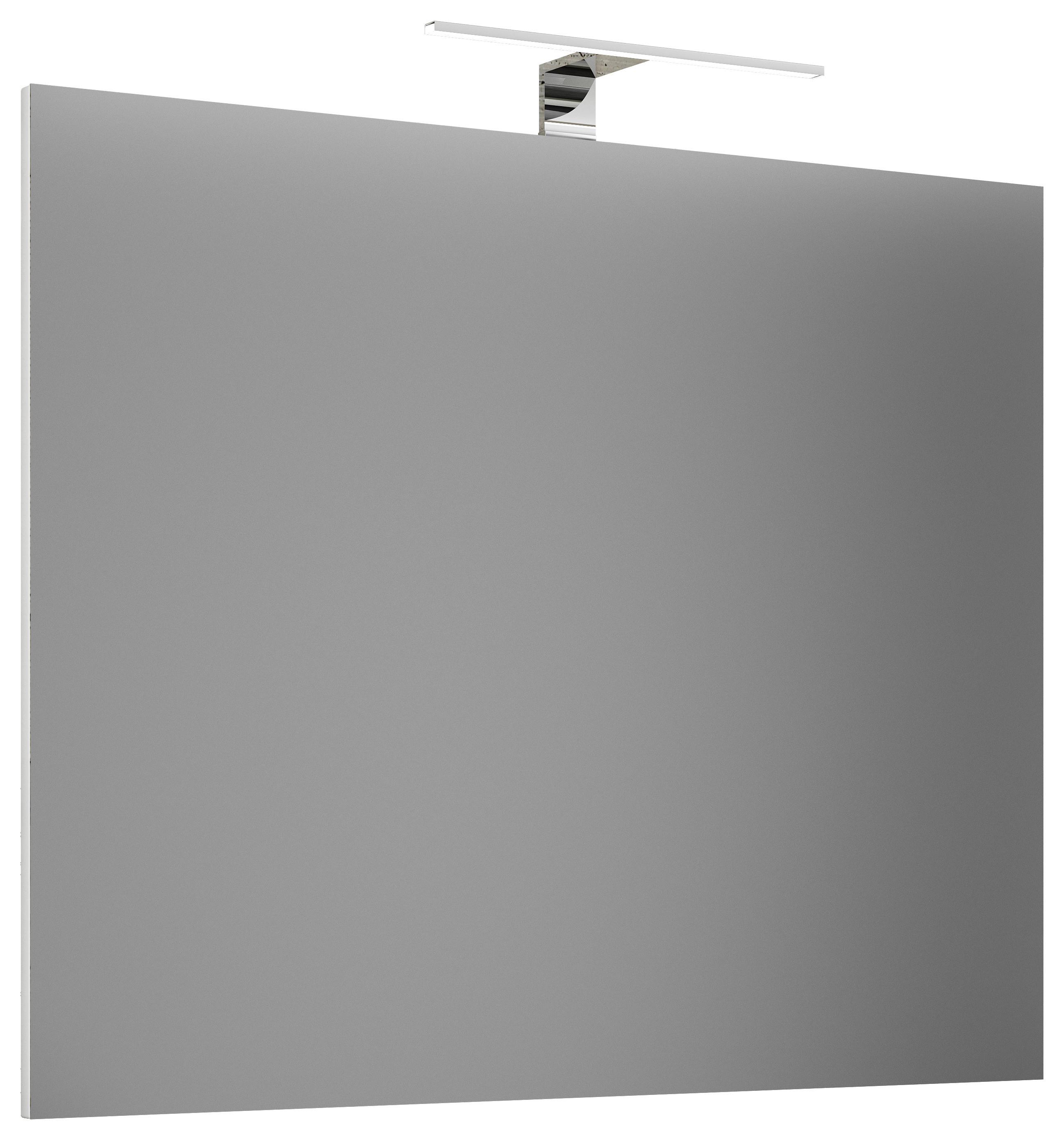 Ogledalo Za Kopalnico Badinos, Bela - bela, Moderno, steklo/leseni material (80/40/2cm) - MID.YOU