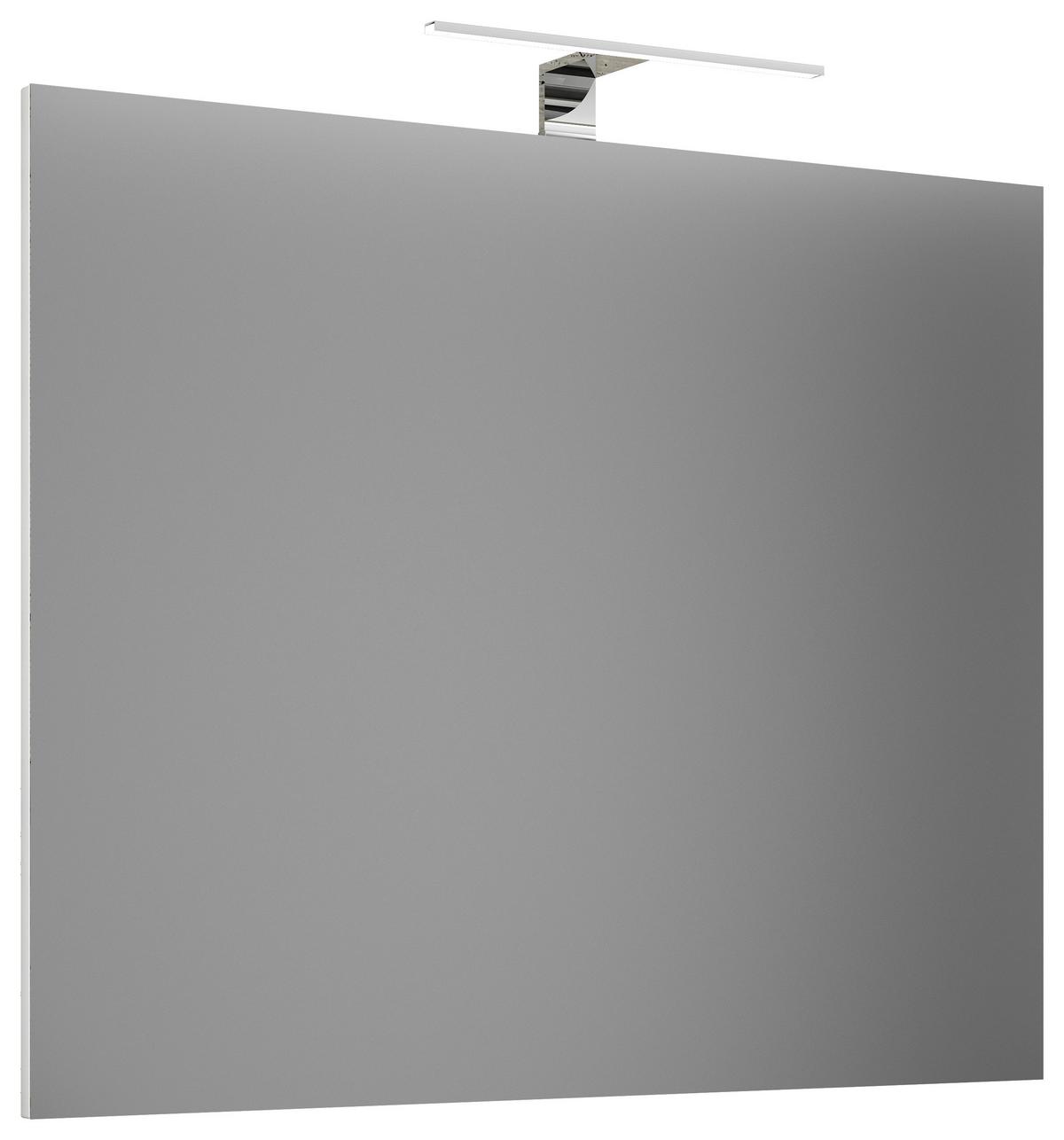 Ogledalo Za Kopalnico Badinos, Bela - bela, Moderno, steklo/leseni material (80/40/2cm) - MID.YOU