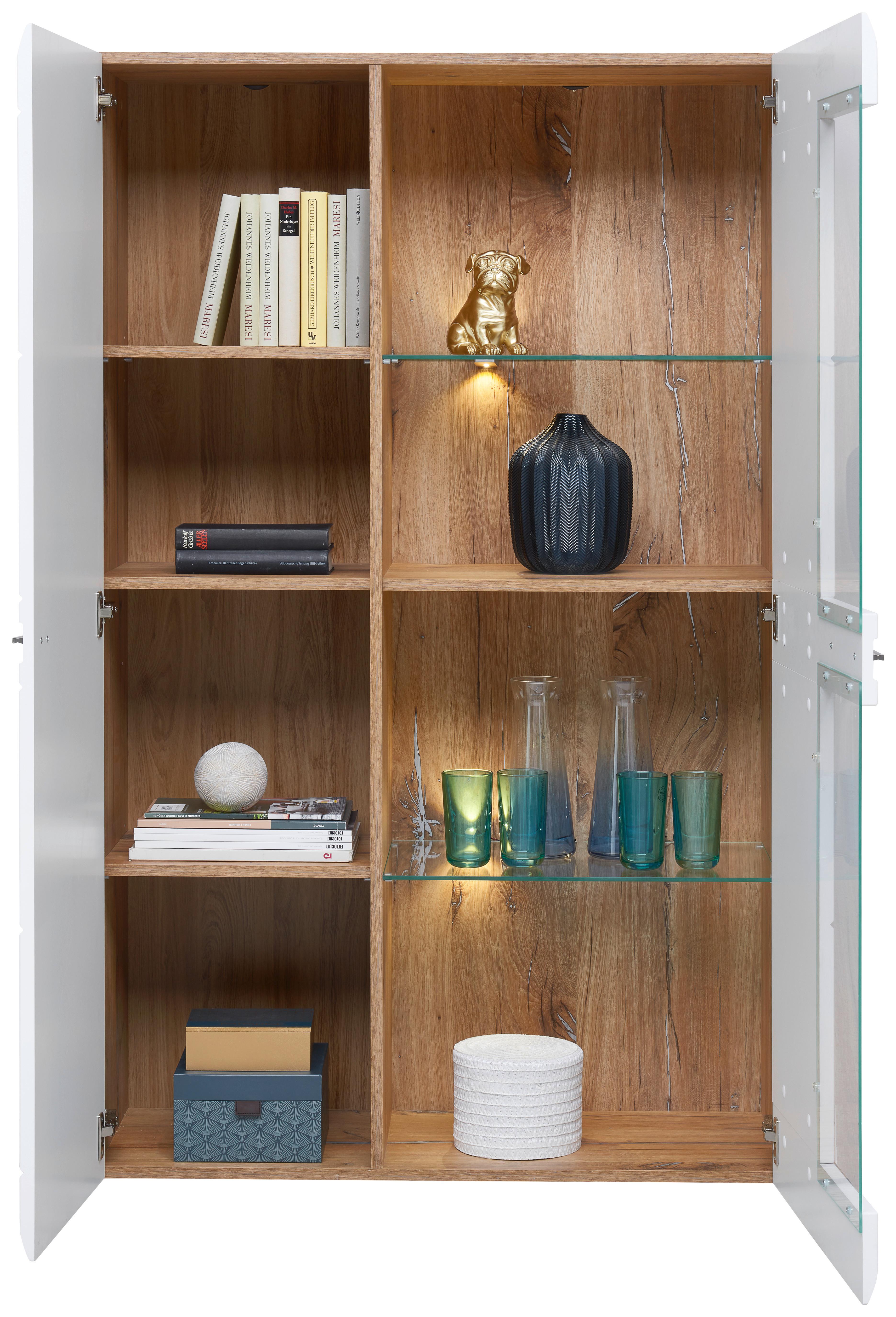 Vitrina Auris - bijela, Moderno, staklo/drvni materijal (95/154,4/37,1cm) - Modern Living