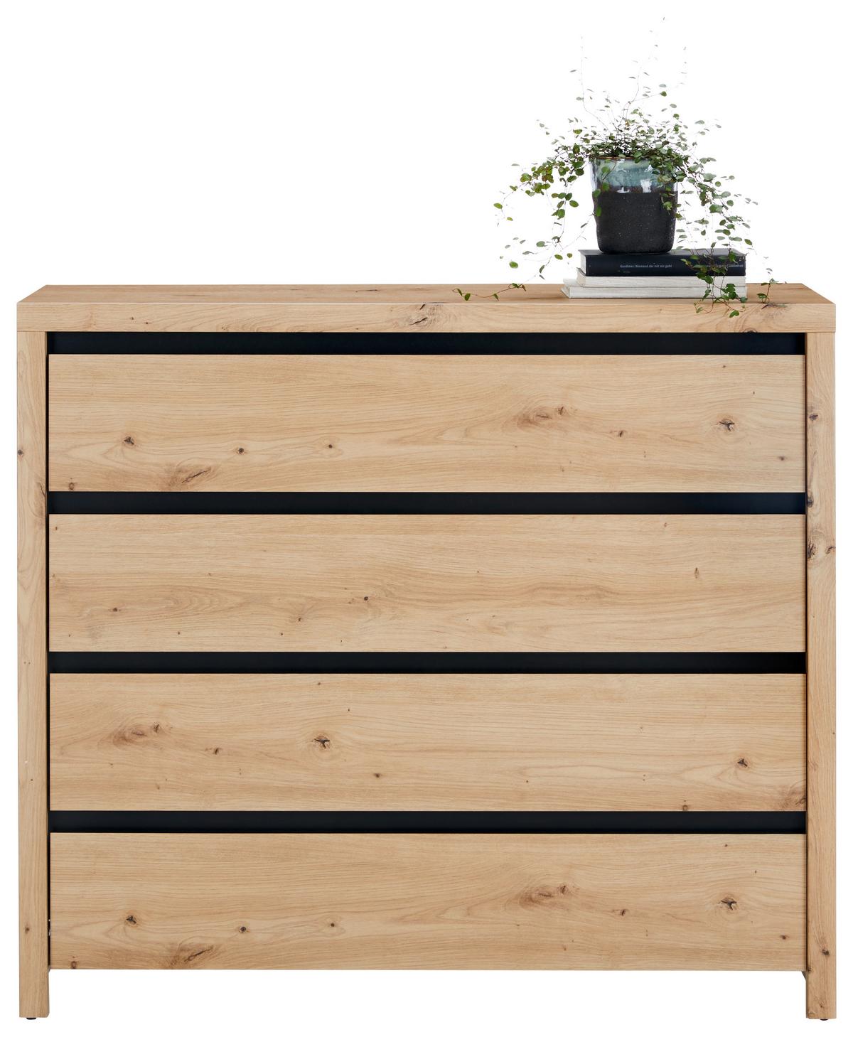Kommode in Eichefarben - Schwarz/Eiche Artisan, MODERN, Holzwerkstoff (105/91/40cm) - Mömax