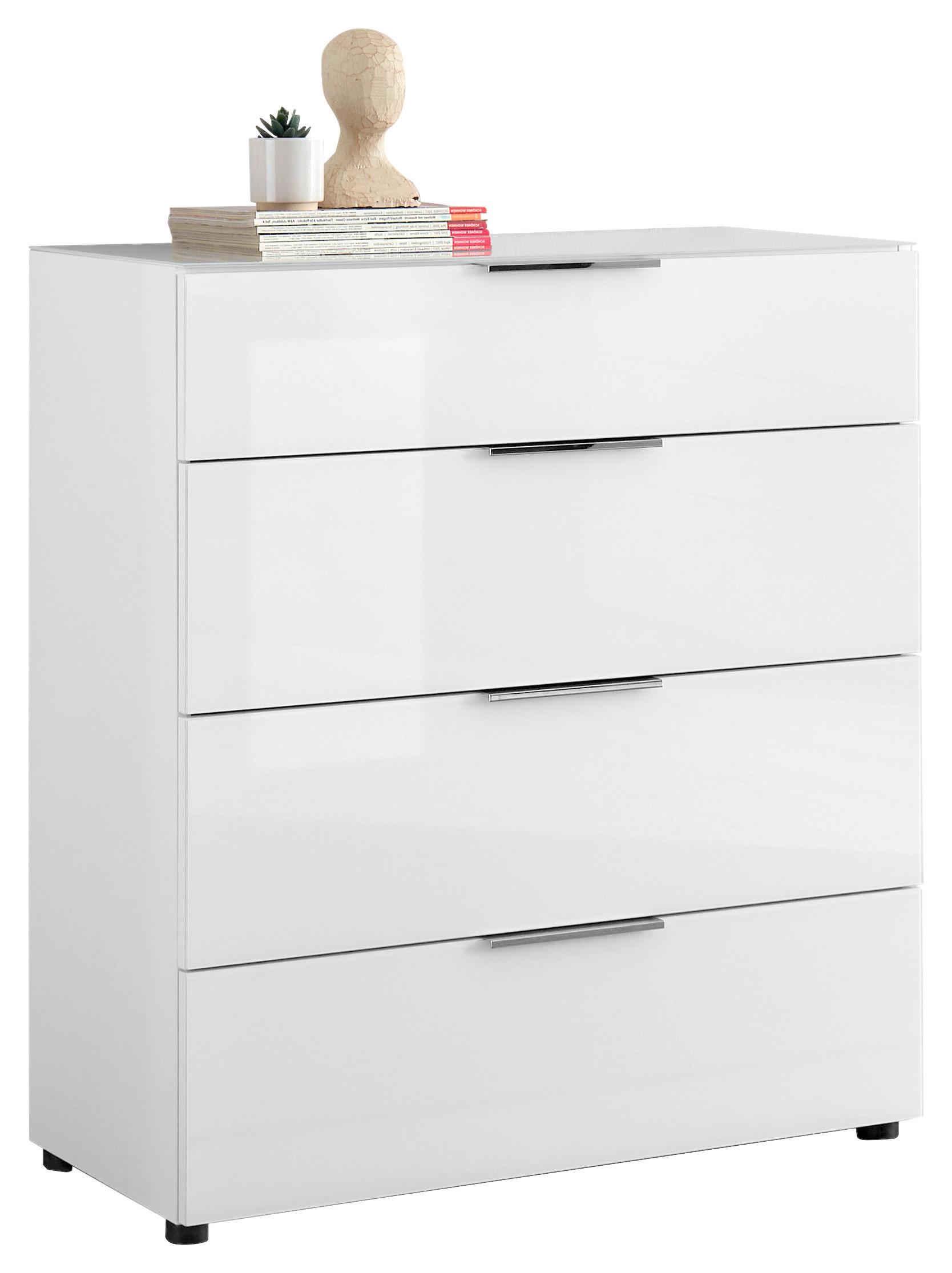 Kommode Siena Weiß - Chromfarben/Schwarz, MODERN, Glas/Holzwerkstoff (90/99/40cm) - Mömax