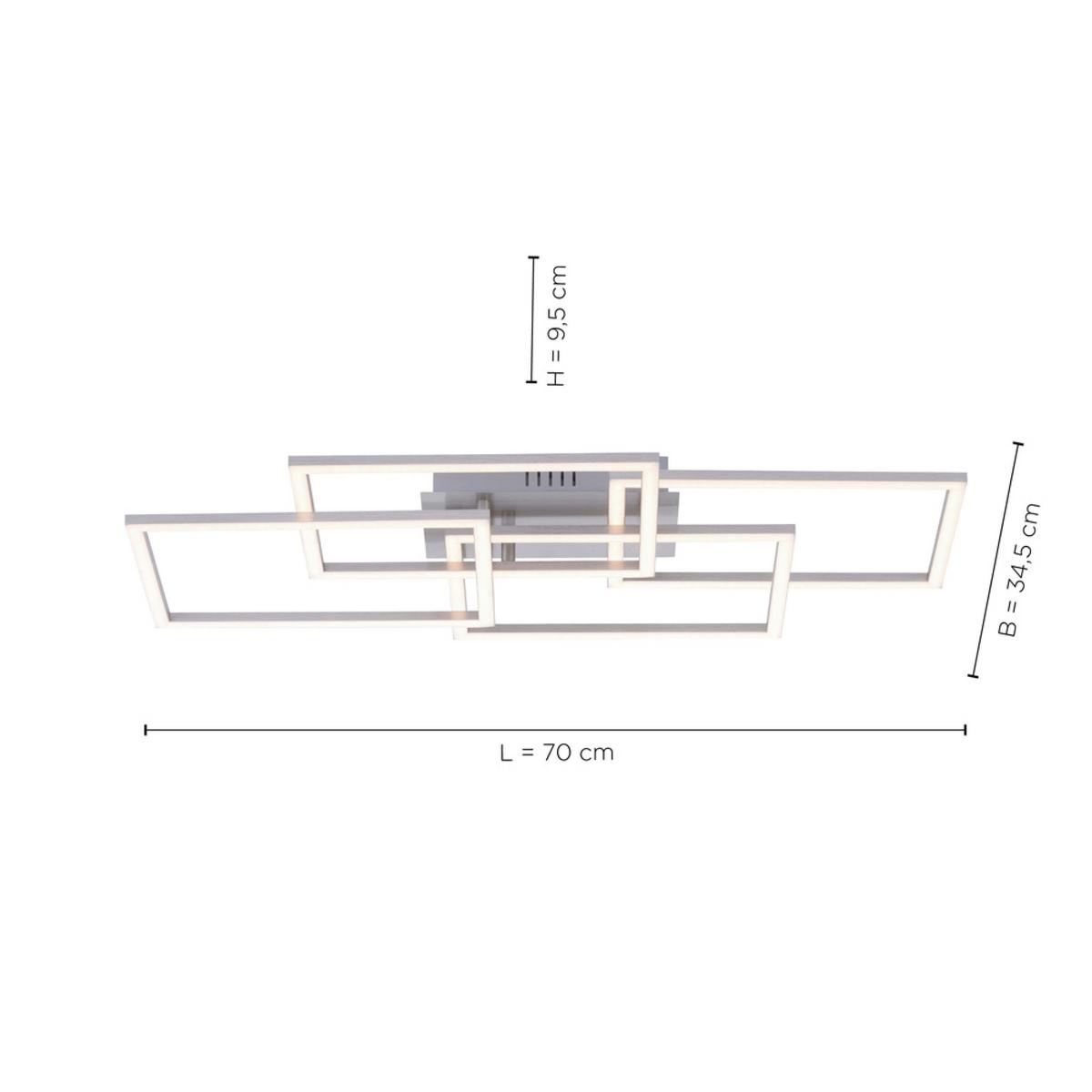 LED-Deckenleuchte Iven max. 41 Watt - Alufarben, Design, Kunststoff/Metall (70/34,5/9,5cm)