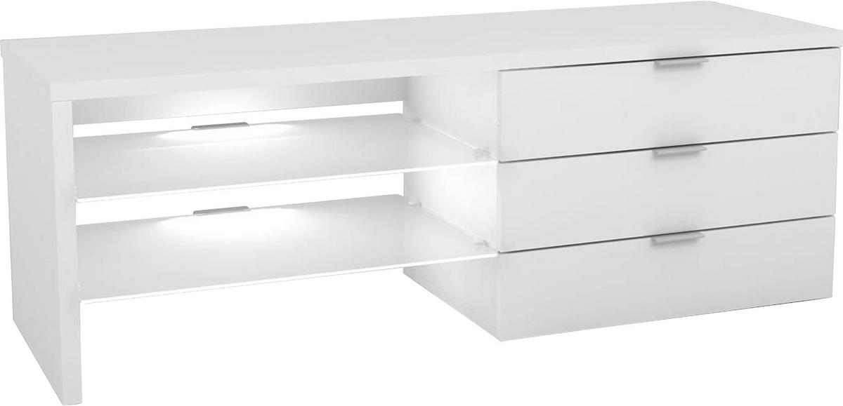 Măsuță TV MERLIN II NEW - alb, Modern, material pe bază de lemn (118,4/47/39,5cm) - Modern Living