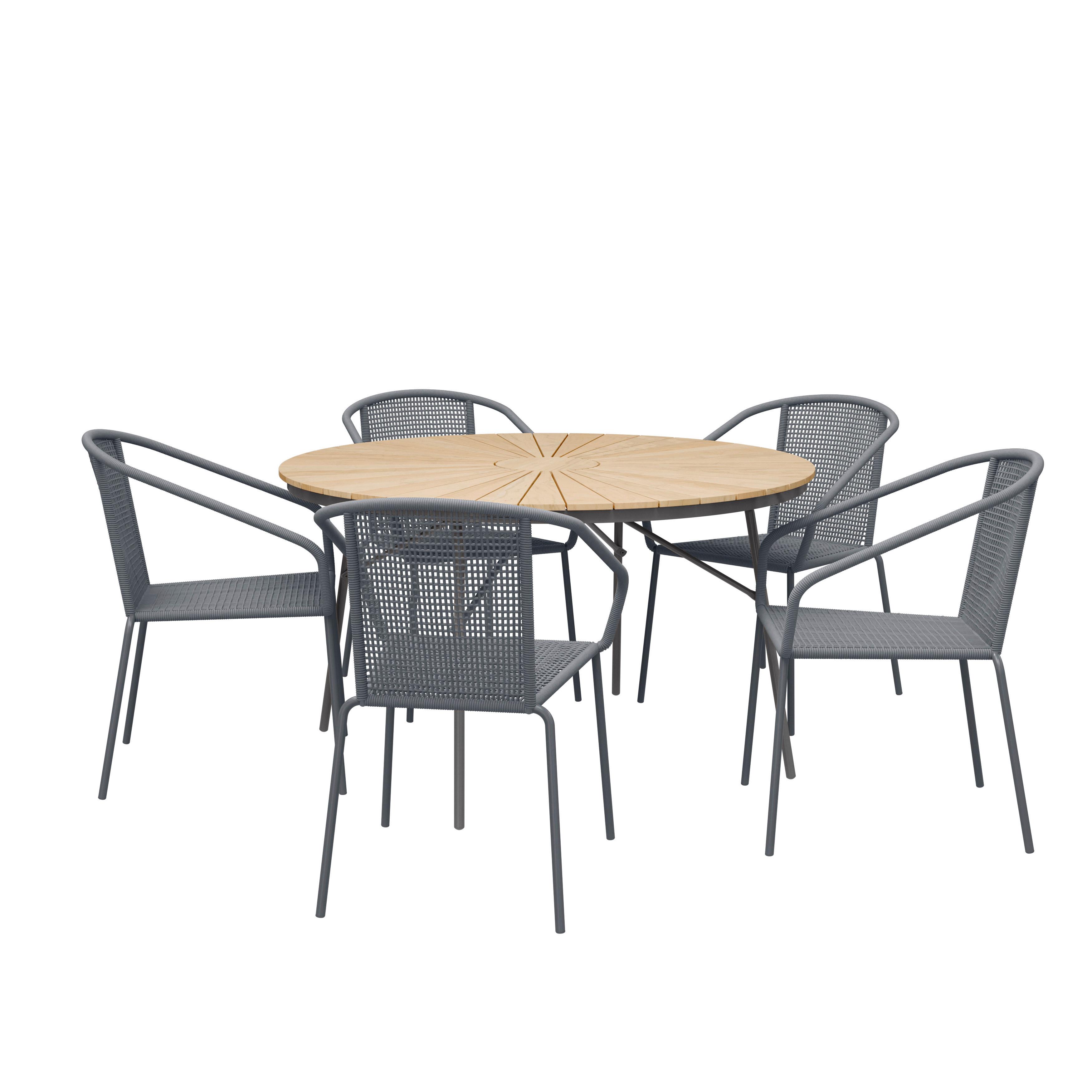 Gartentischgruppe Ellen/vito - Dunkelgrau/Anthrazit, Natur, Holz/Kunststoff (180/180/74cm) - Gardenson
