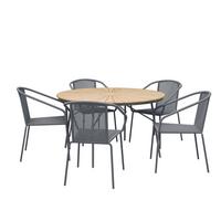 Gartentischgruppe Ellen/vito - Dunkelgrau/Anthrazit, Natur, Holz/Kunststoff (180/180/74cm) - Gardenson