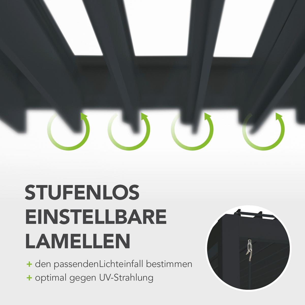 PERGOLA DELUXE 3X6M ANTHRAZIT - Anthrazit, Basics, Metall (600/255/300cm) - Gardenson