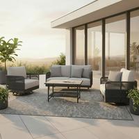 Loungegarnitur "Malia", dunkelgrau, Outdoorgewebe - Dunkelgrau/Hellgrau, Modern, Holz/Textil (146/60/72cm) - Bessagi Garden