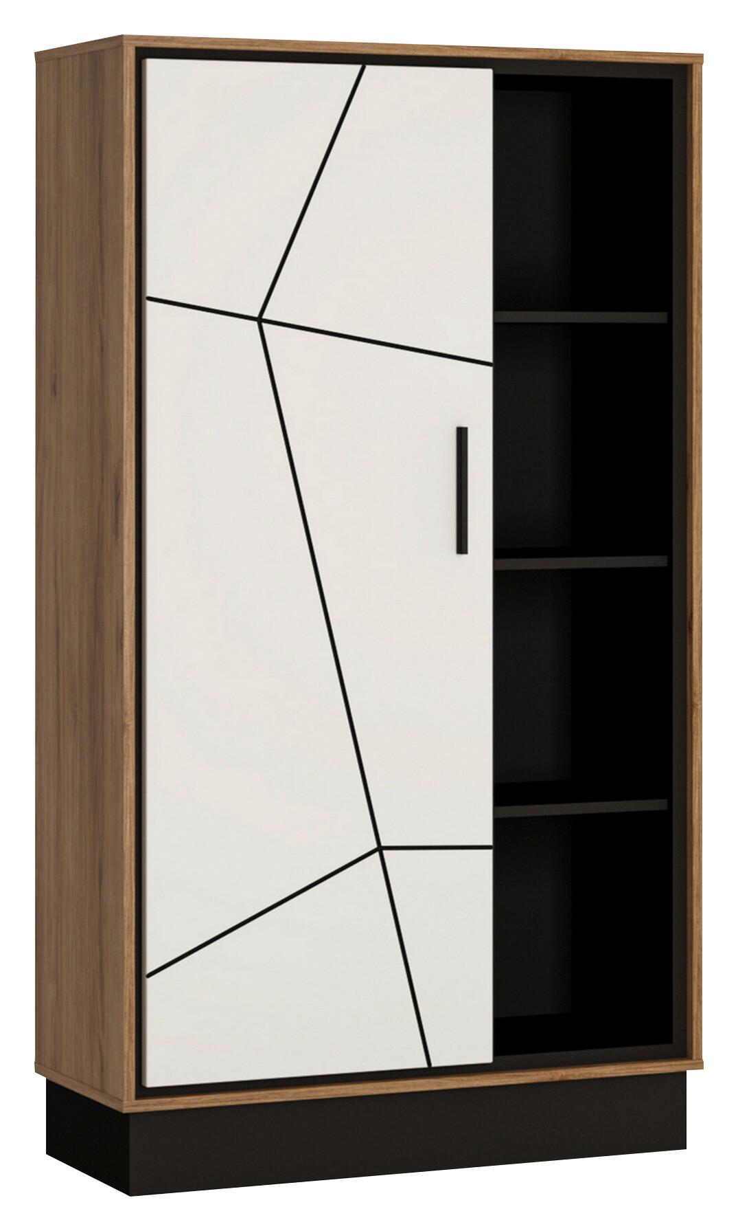 Visoka Komoda Brolo, Bela, Barva Hrasta - črna/barve hrasta, Moderno, kovina/umetna masa (85,4/160,5/37cm)