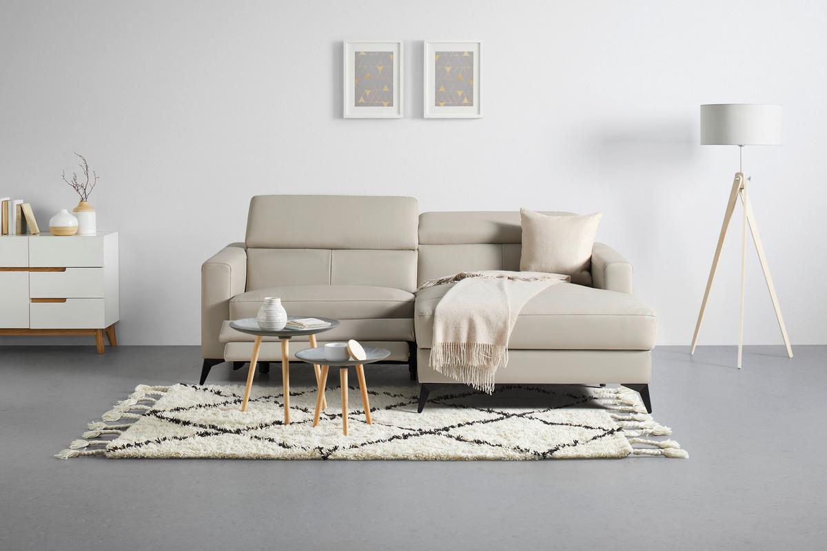 Sedežna Garnitura Bari - črna/bež, Konvencionalno, kovina/tekstil (214/75-95/102-163cm) - Mömax