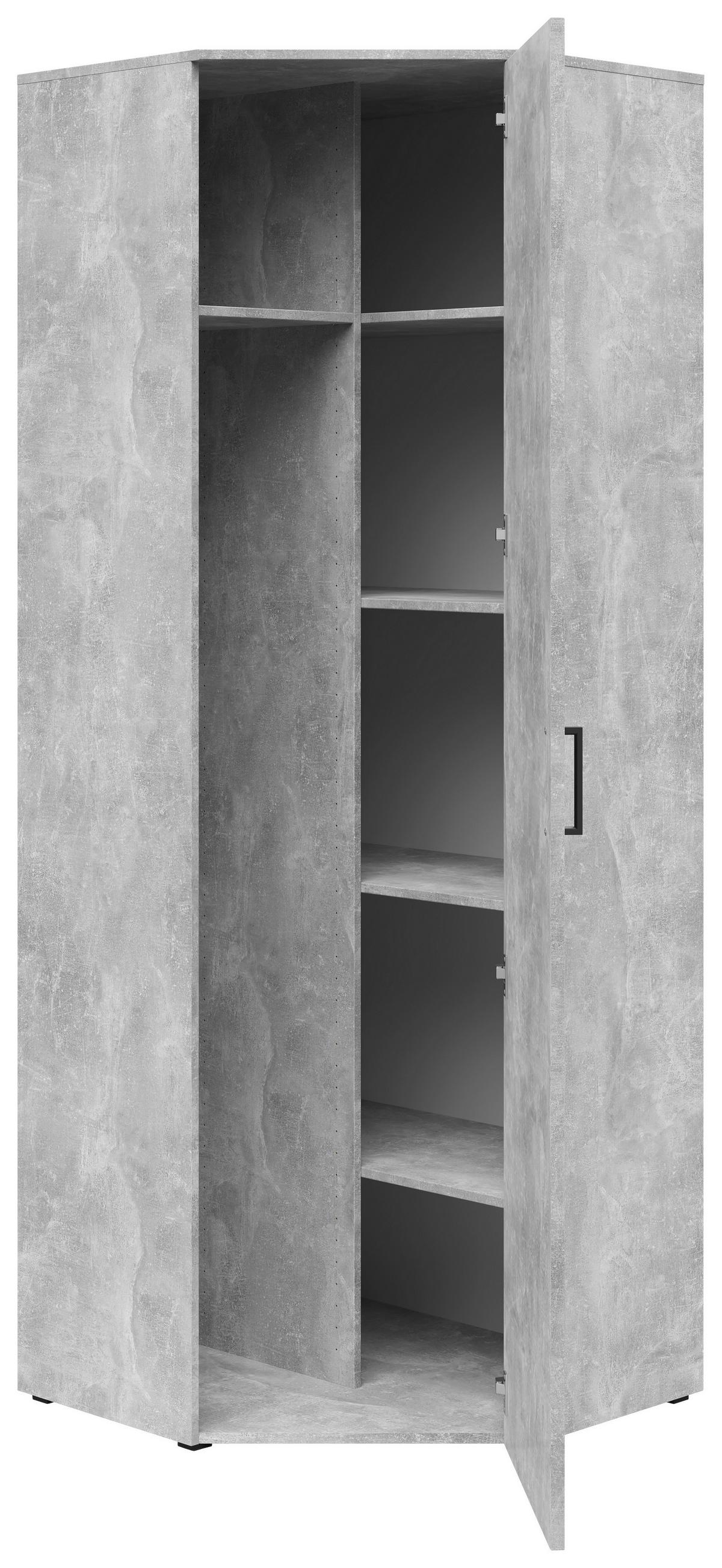 Eckschrank Multistauraum Betonoptik - Schwarz/Grau, MODERN, Holzwerkstoff/Kunststoff (71,5/195/71,5cm) - Mömax