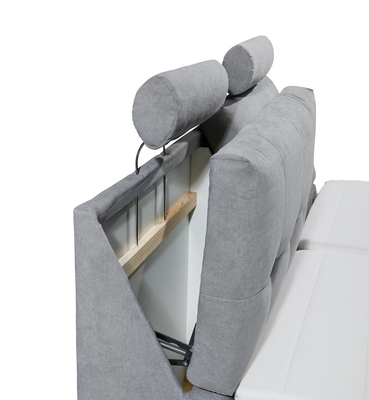 Boxspringbett Palermo elektrisch 180x200cm Hellgrau - Silberfarben/Hellgrau, MODERN, Holzwerkstoff/Kunststoff (180/200cm) - MID.YOU